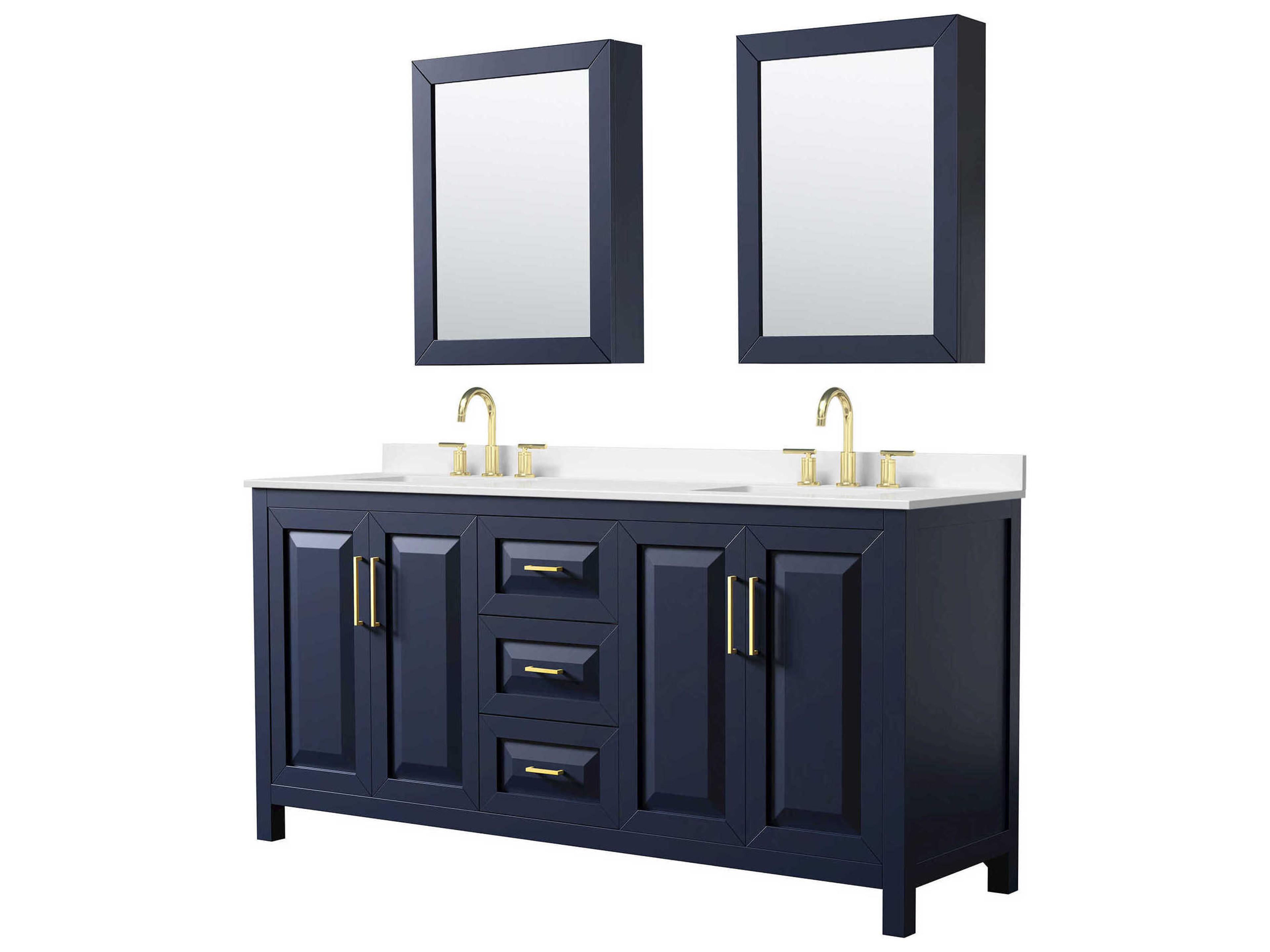Wyndham Collection Daria 72" Dark Blue Vanity with Medicine Cabinet