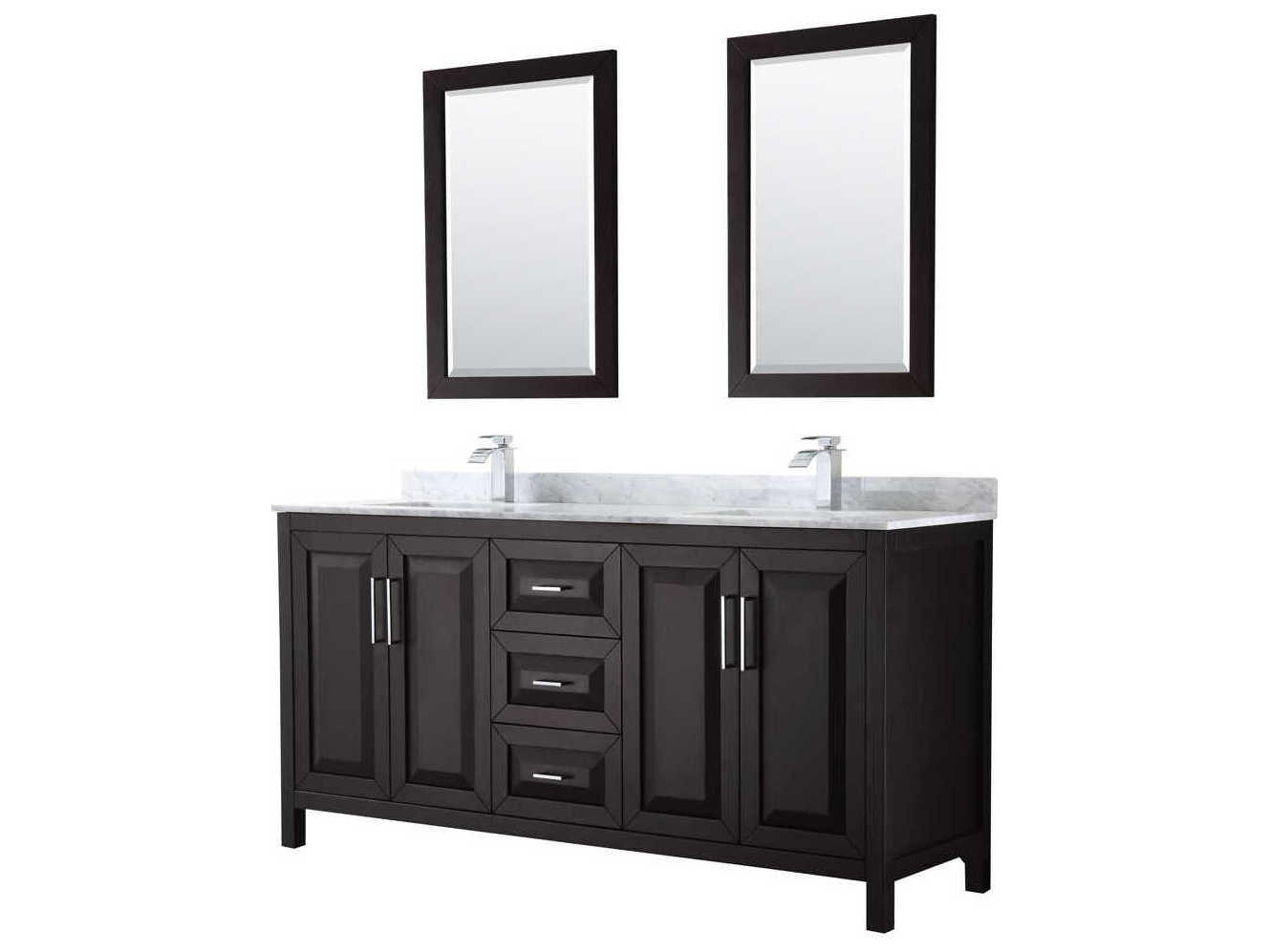Wyndham Collection Daria 72" Dark Espresso Vanity with 24" Mirror