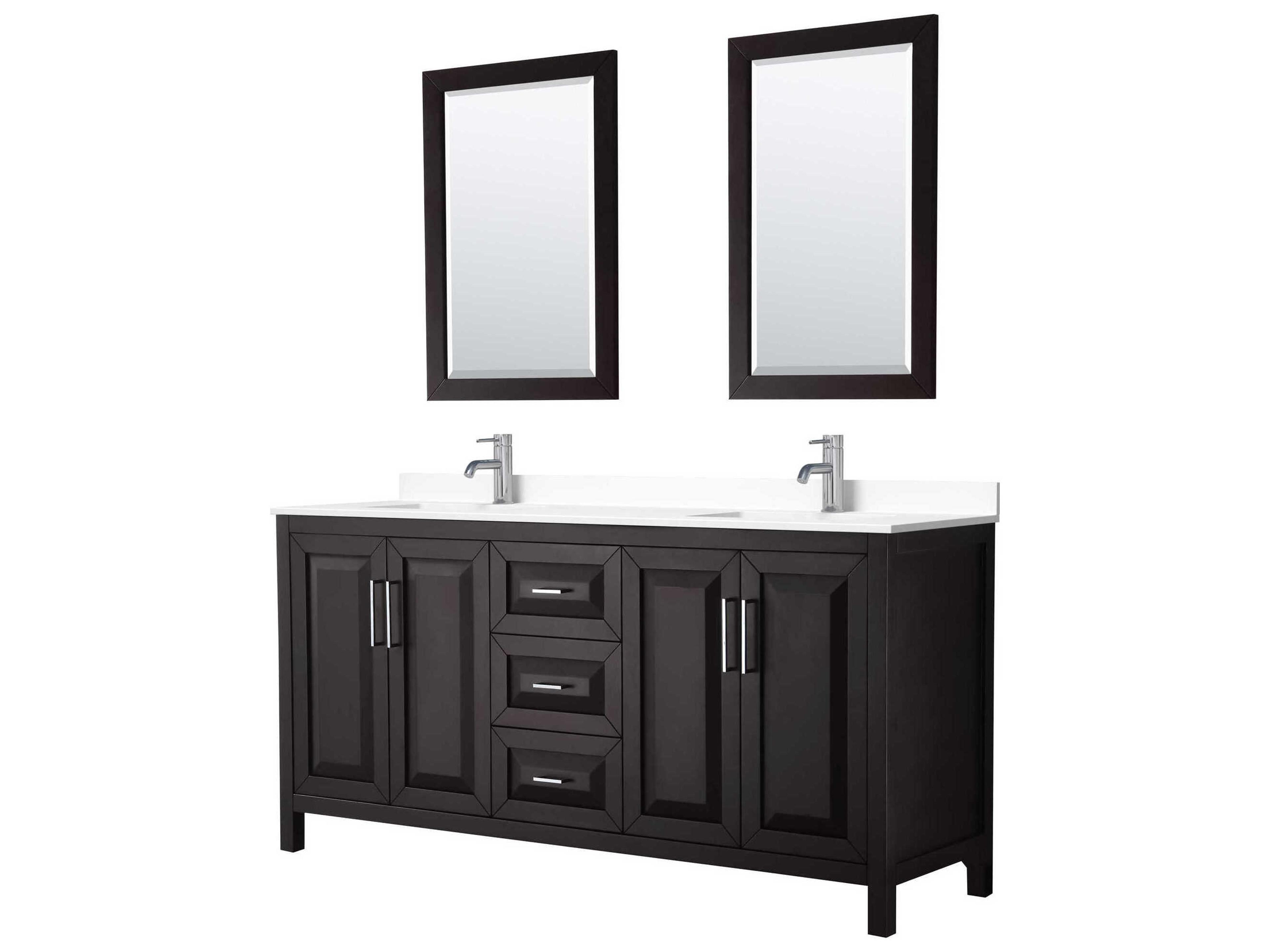 Wyndham Collection Daria 72" Dark Espresso Vanity with 24" Mirror