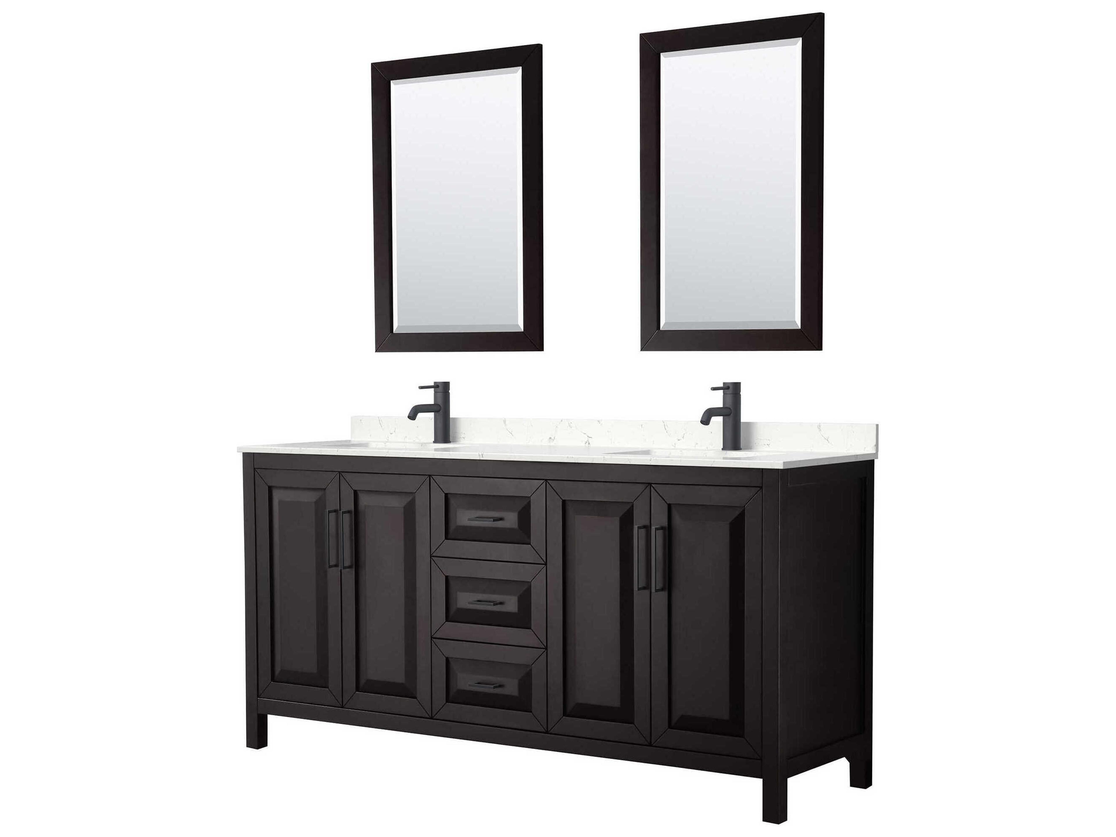 Wyndham Collection Daria 72" Dark Espresso Vanity with 24" Mirror