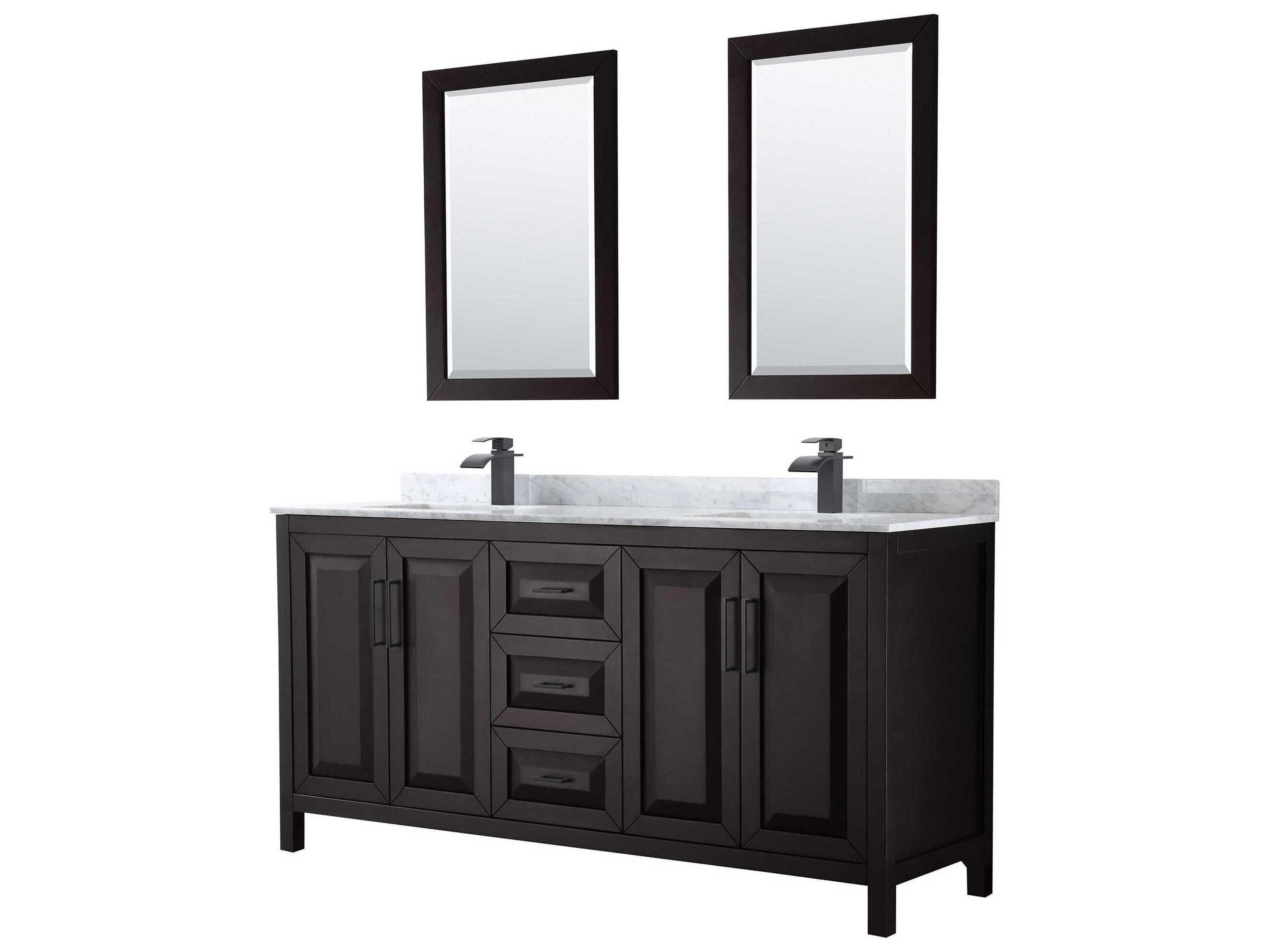 Wyndham Collection Daria 72" Dark Espresso Vanity with 24" Mirror