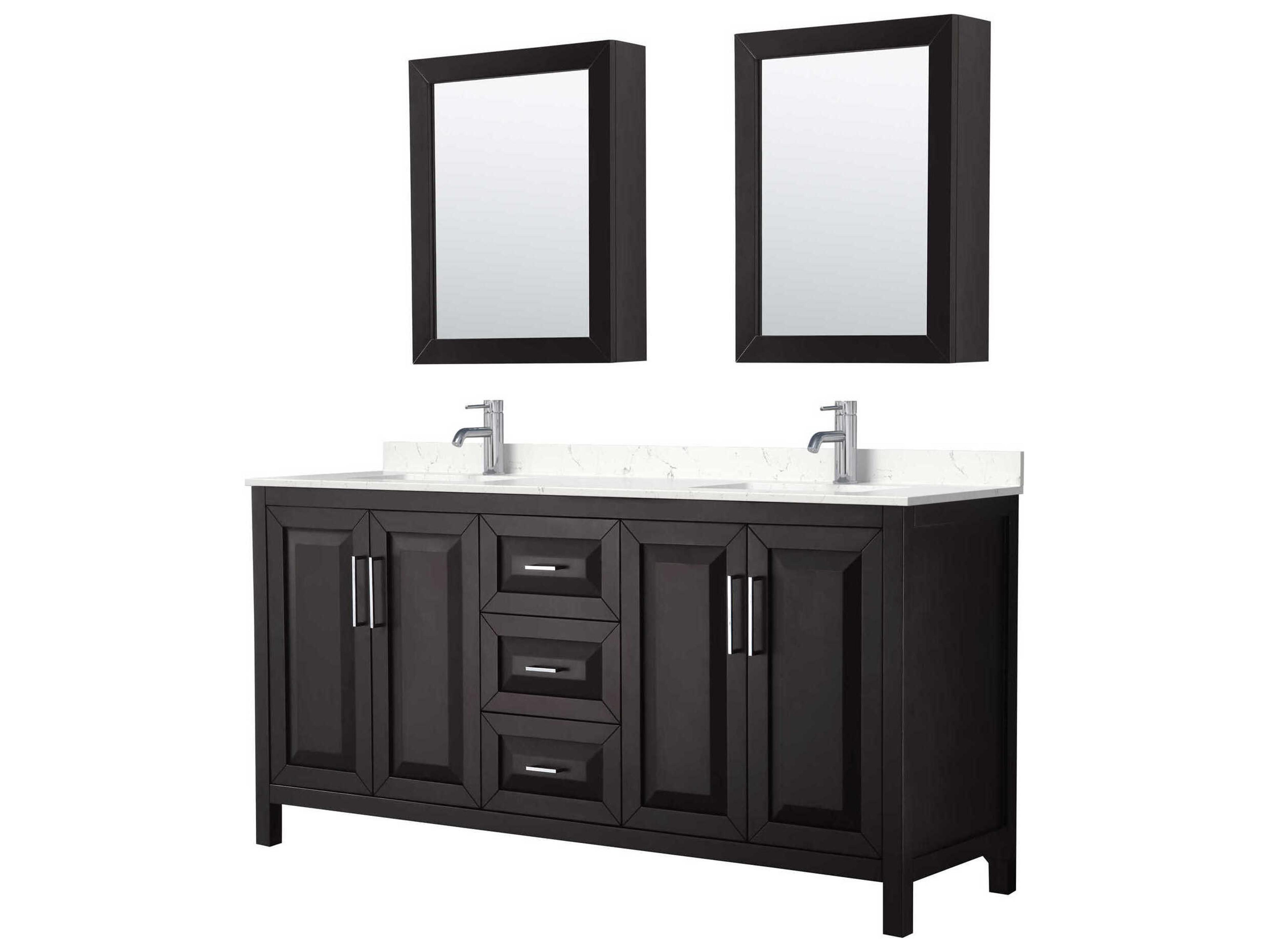 Daria 72" Dark Espresso Vanity with Medicine Cabinet