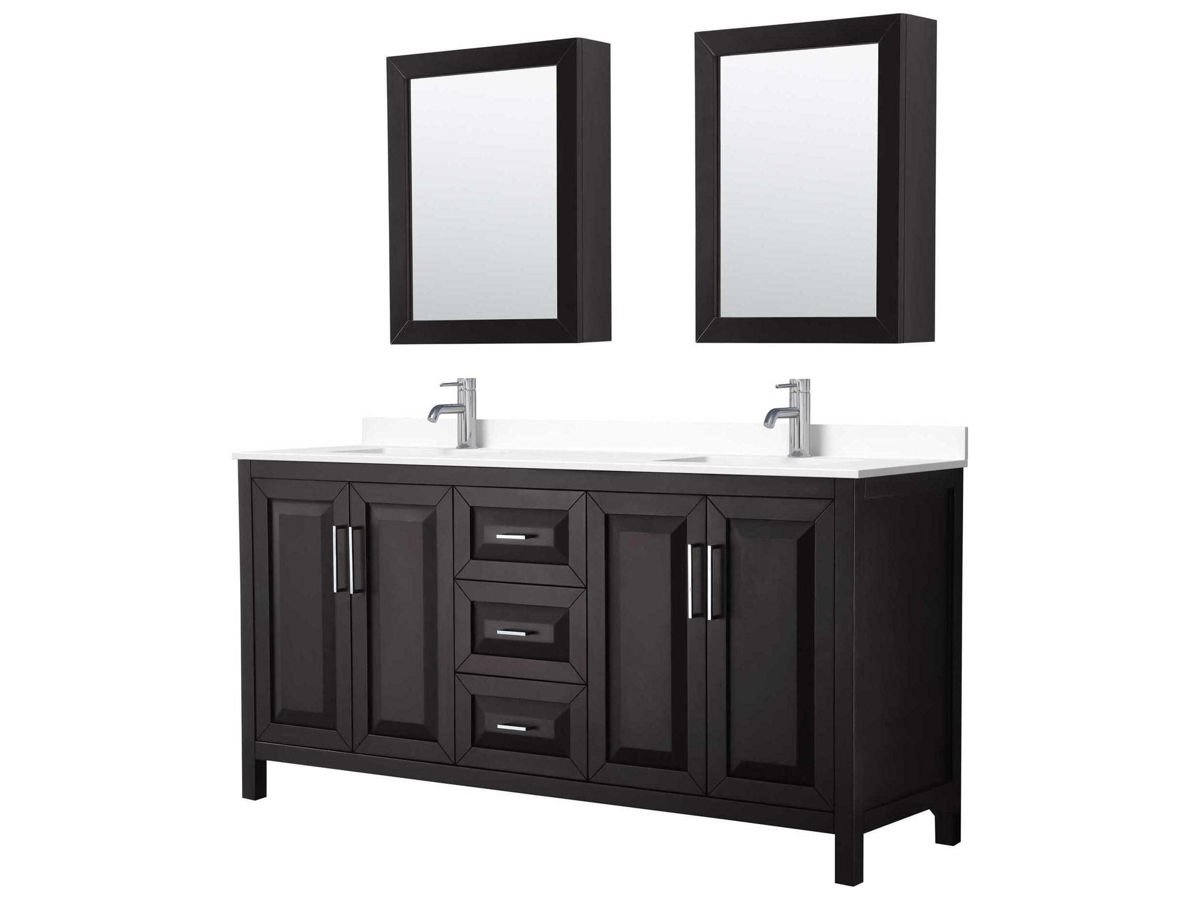 Wyndham Collection Daria 72" Dark Espresso Vanity with Medicine Cabinet