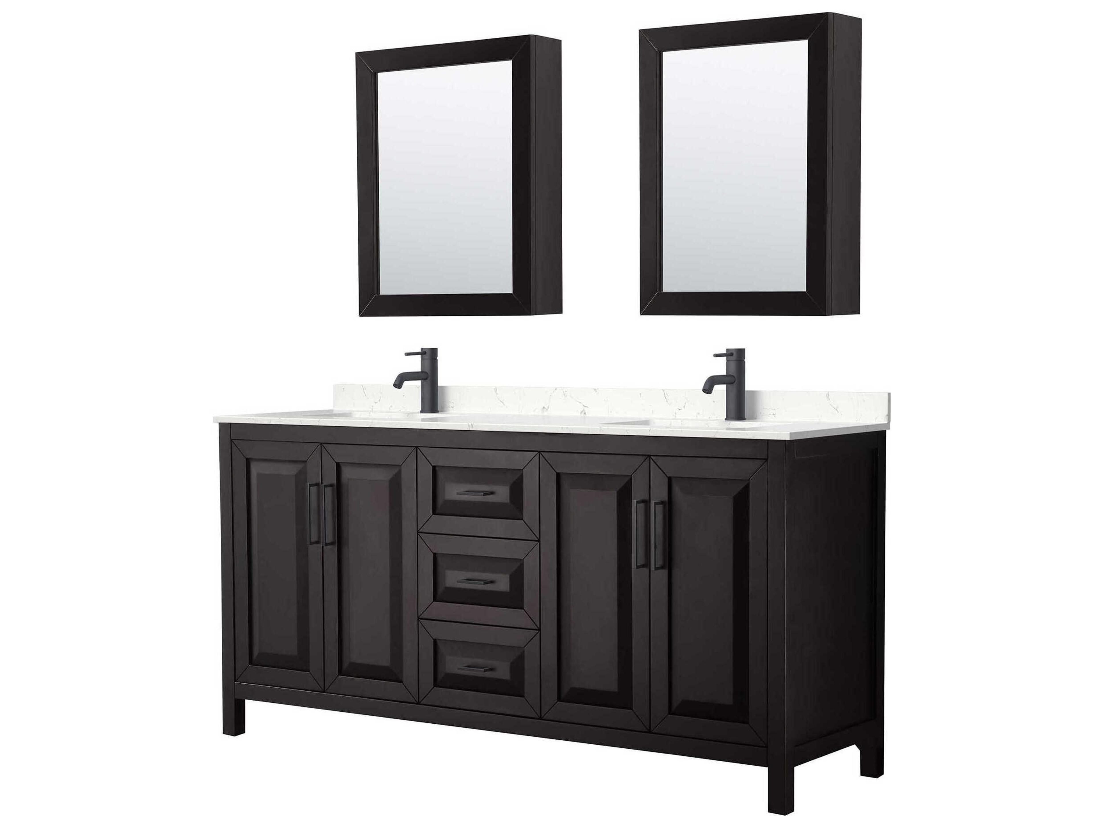 Wyndham Collection Daria 72" Dark Espresso Vanity with Medicine Cabinet