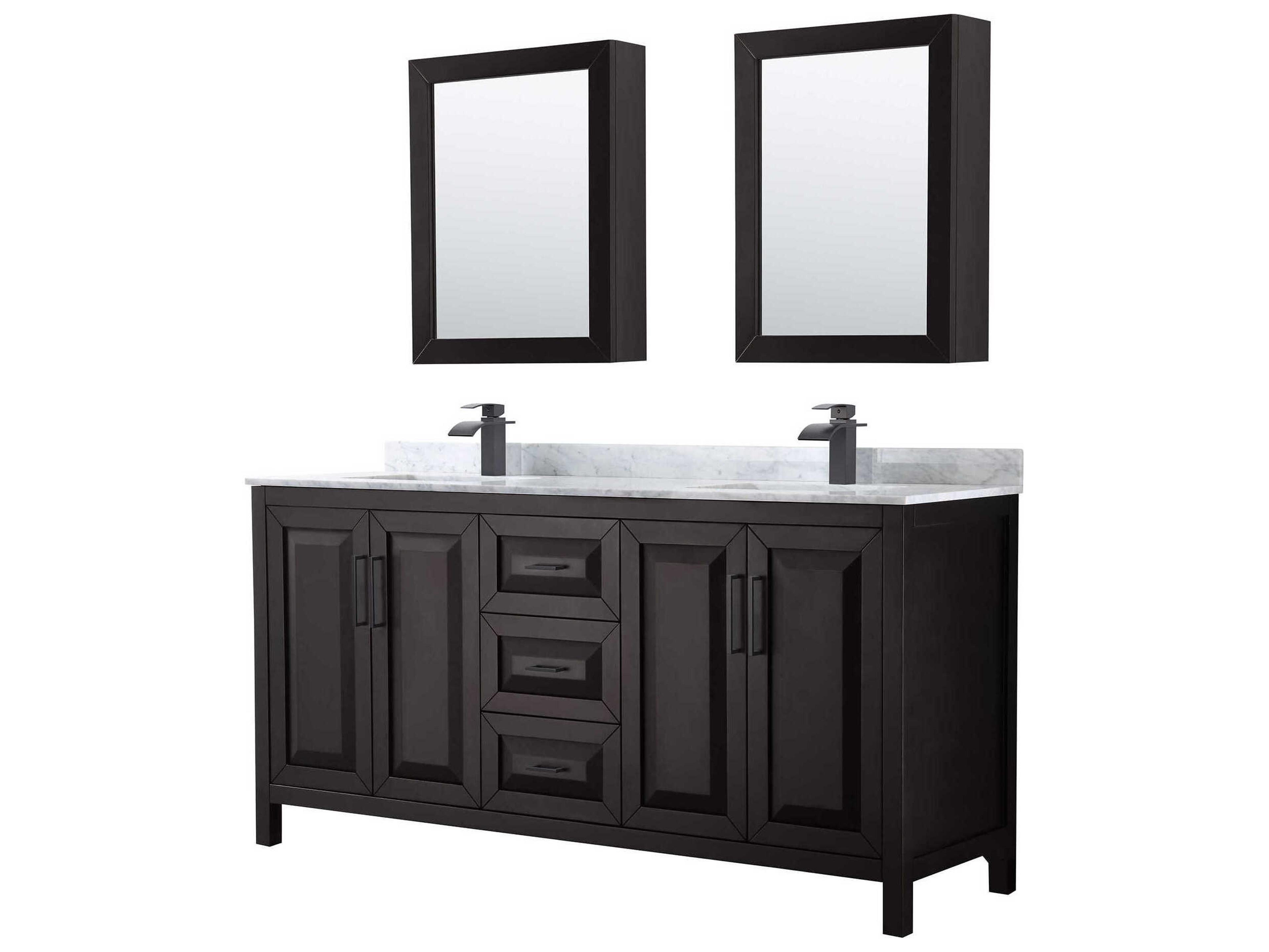 Wyndham Collection Daria 72" Dark Espresso Vanity with Medicine Cabinet