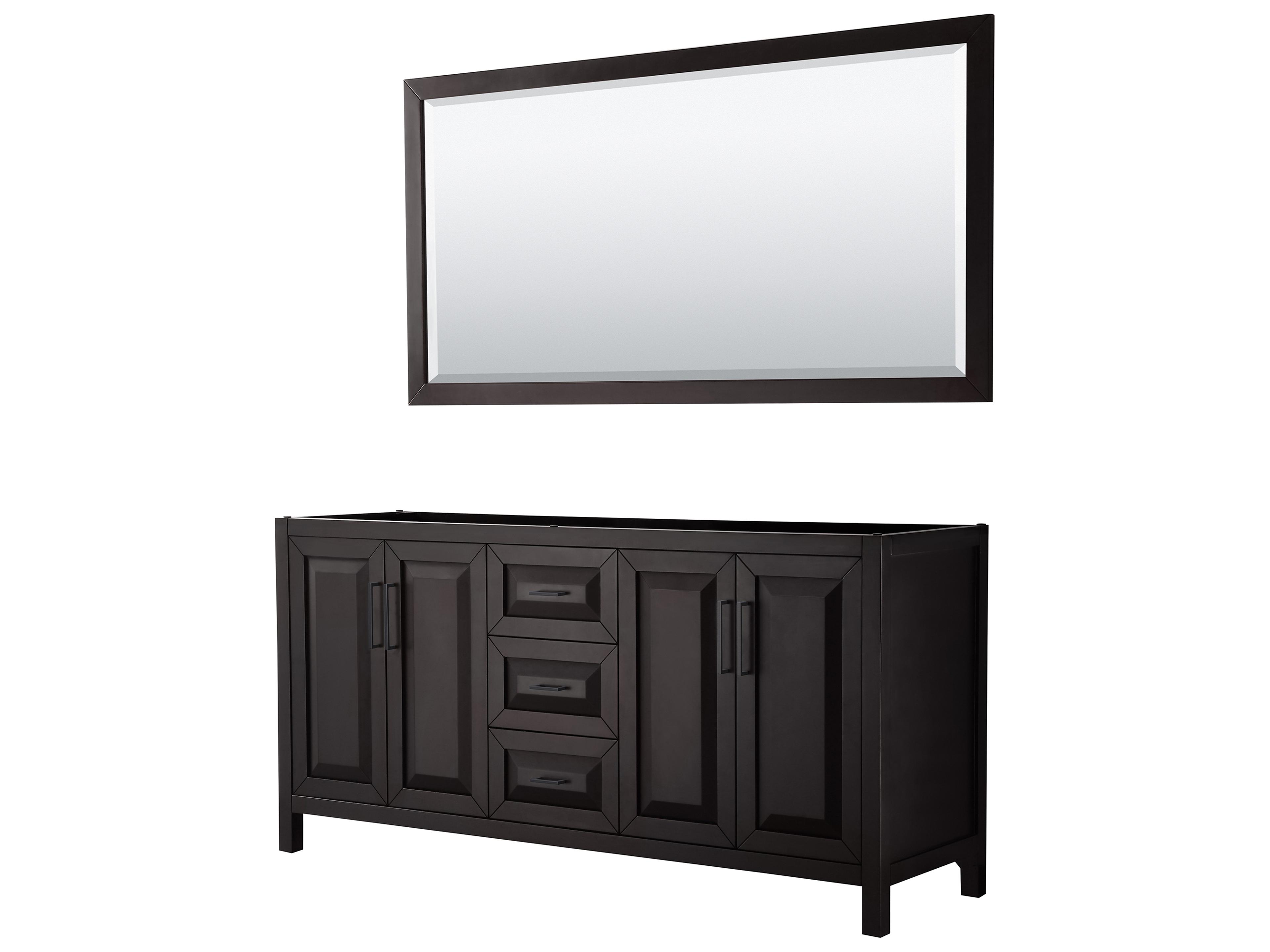 Wyndham Collection Daria 71" Dark Espresso Vanity with 70" Mirror