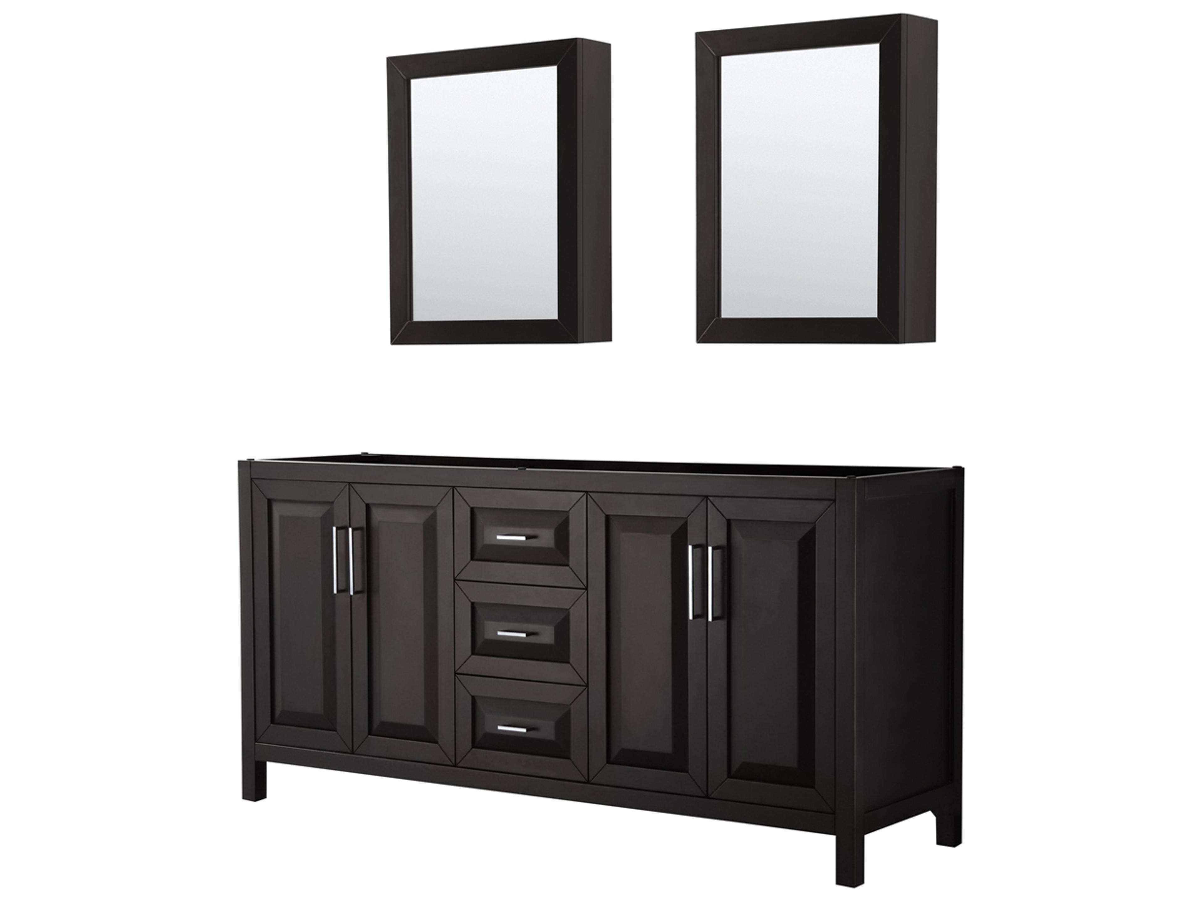 Daria 71" Dark Espresso Vanity with Medicine Cabinet