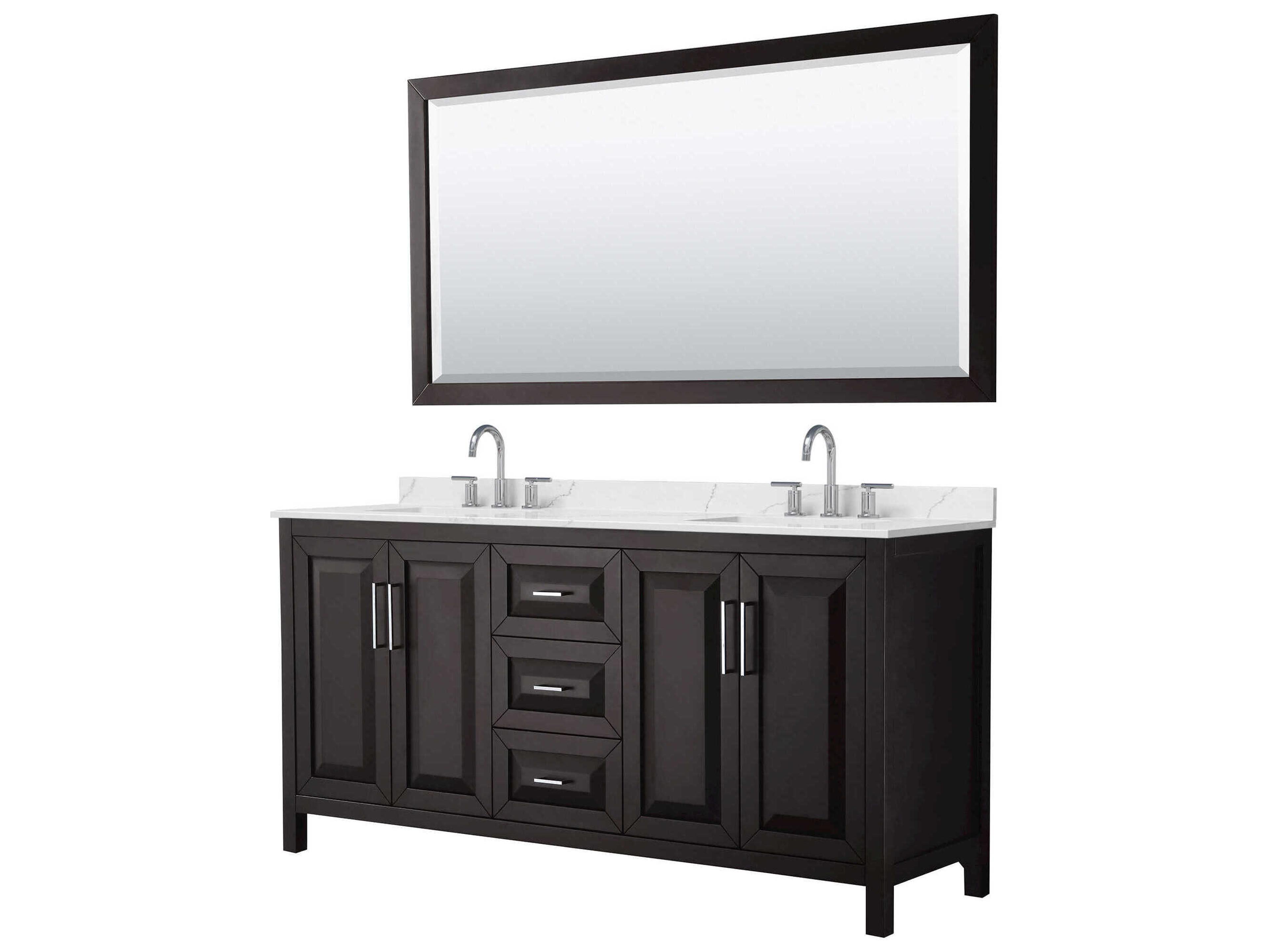 Wyndham Collection Daria 72" Dark Espresso Vanity with 70" Mirror