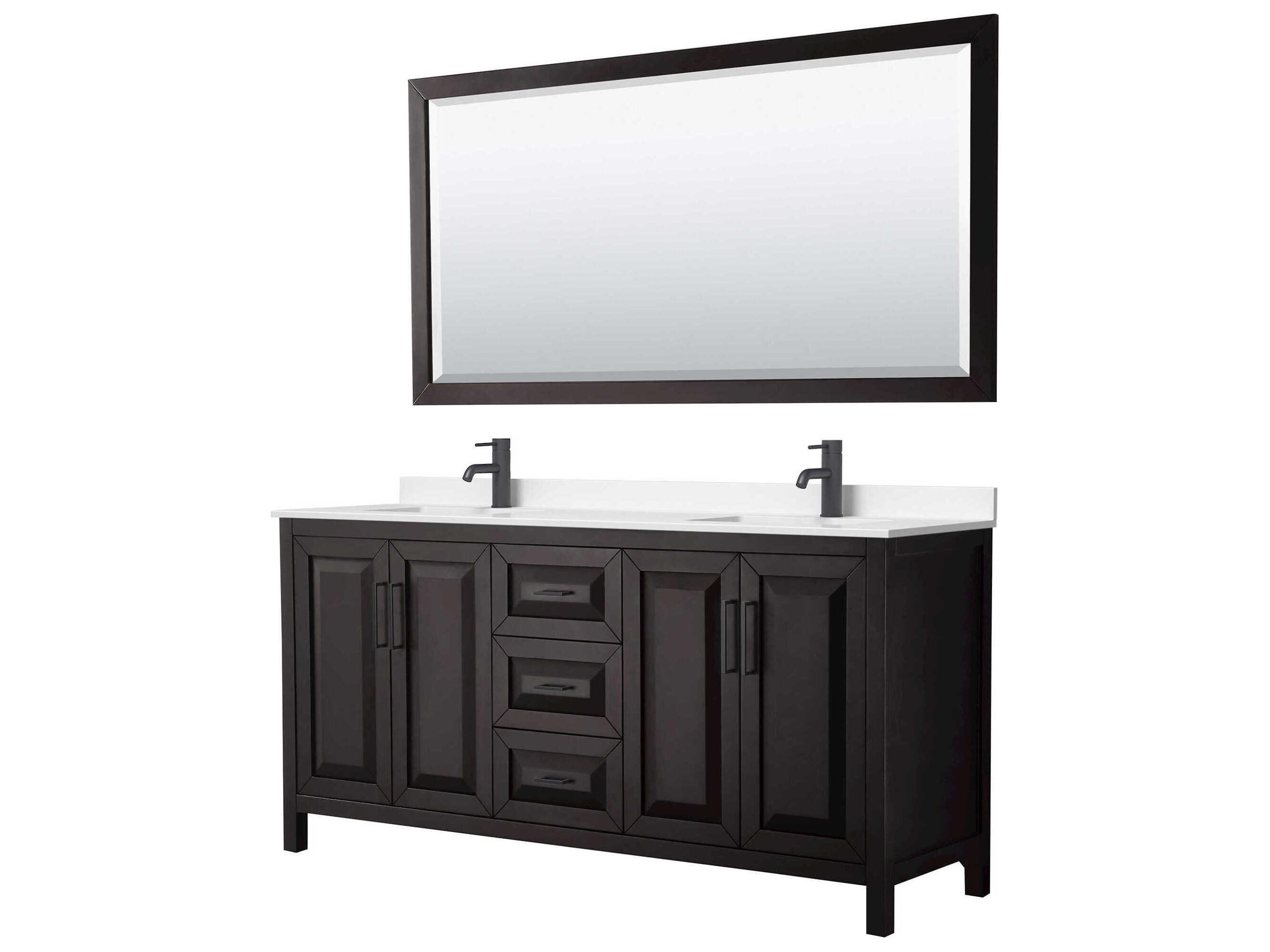 Wyndham Collection Daria 72" Dark Espresso Vanity with 70" Mirror