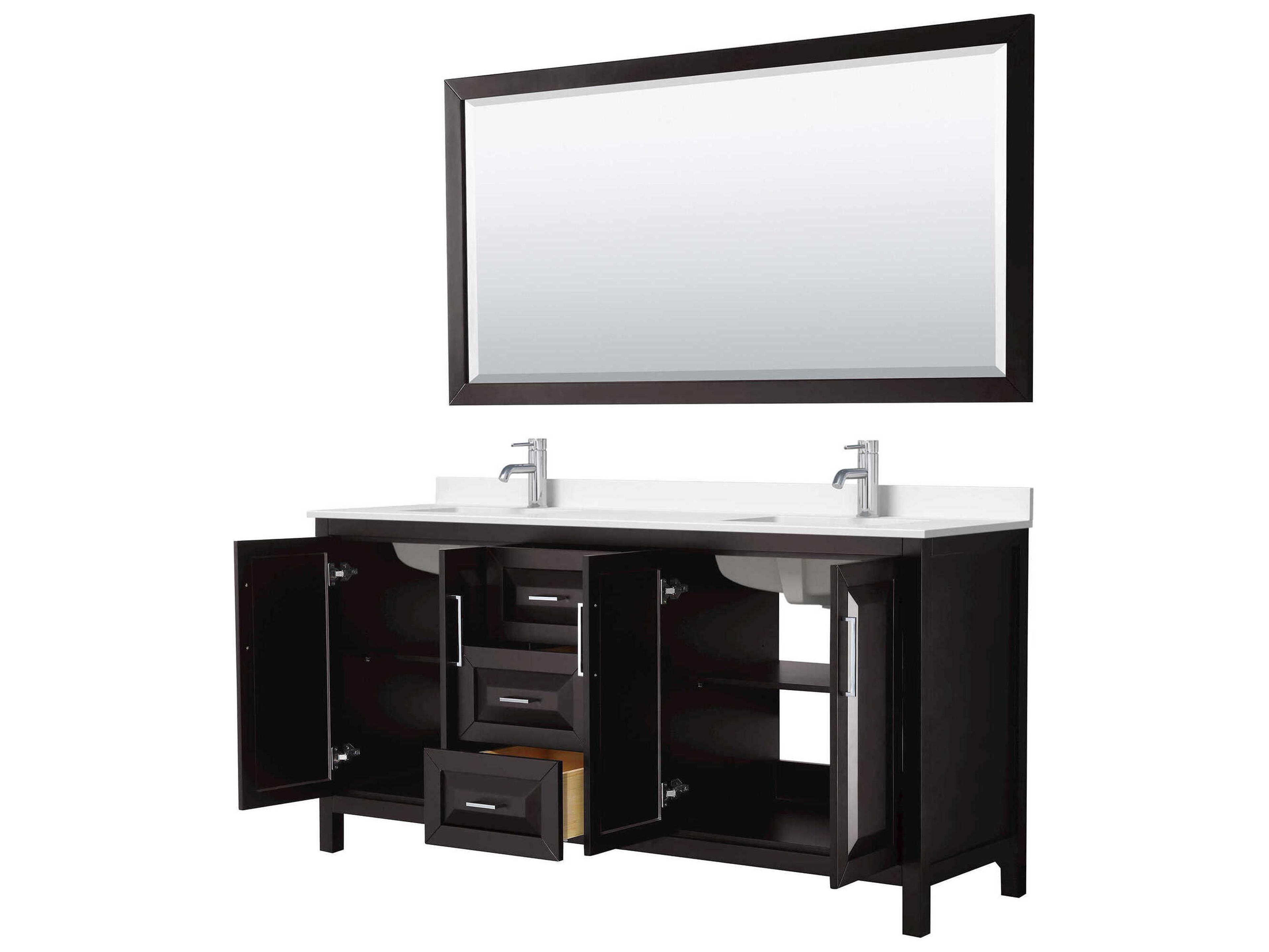 Wyndham Collection Daria 72" Dark Espresso Vanity with 70" Mirror