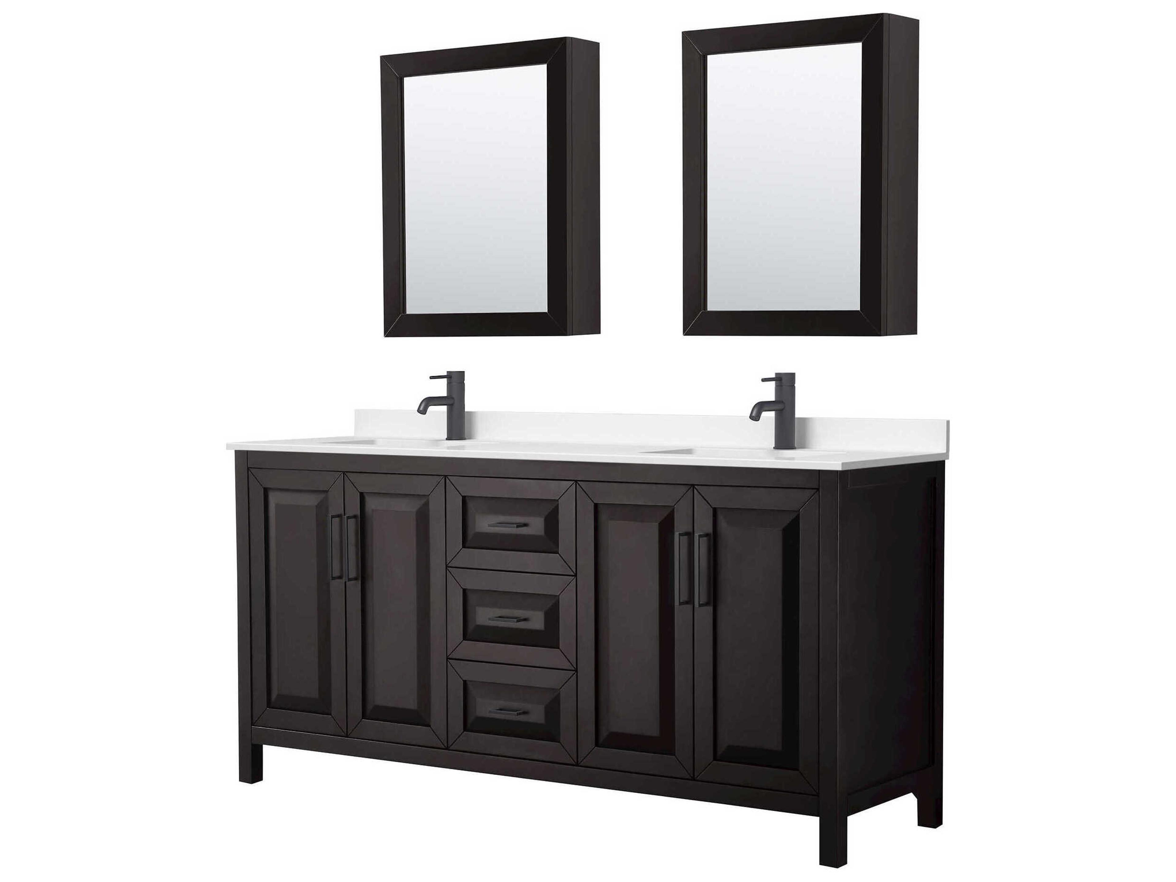 Wyndham Collection Daria 72" Dark Espresso Vanity with Medicine Cabinet