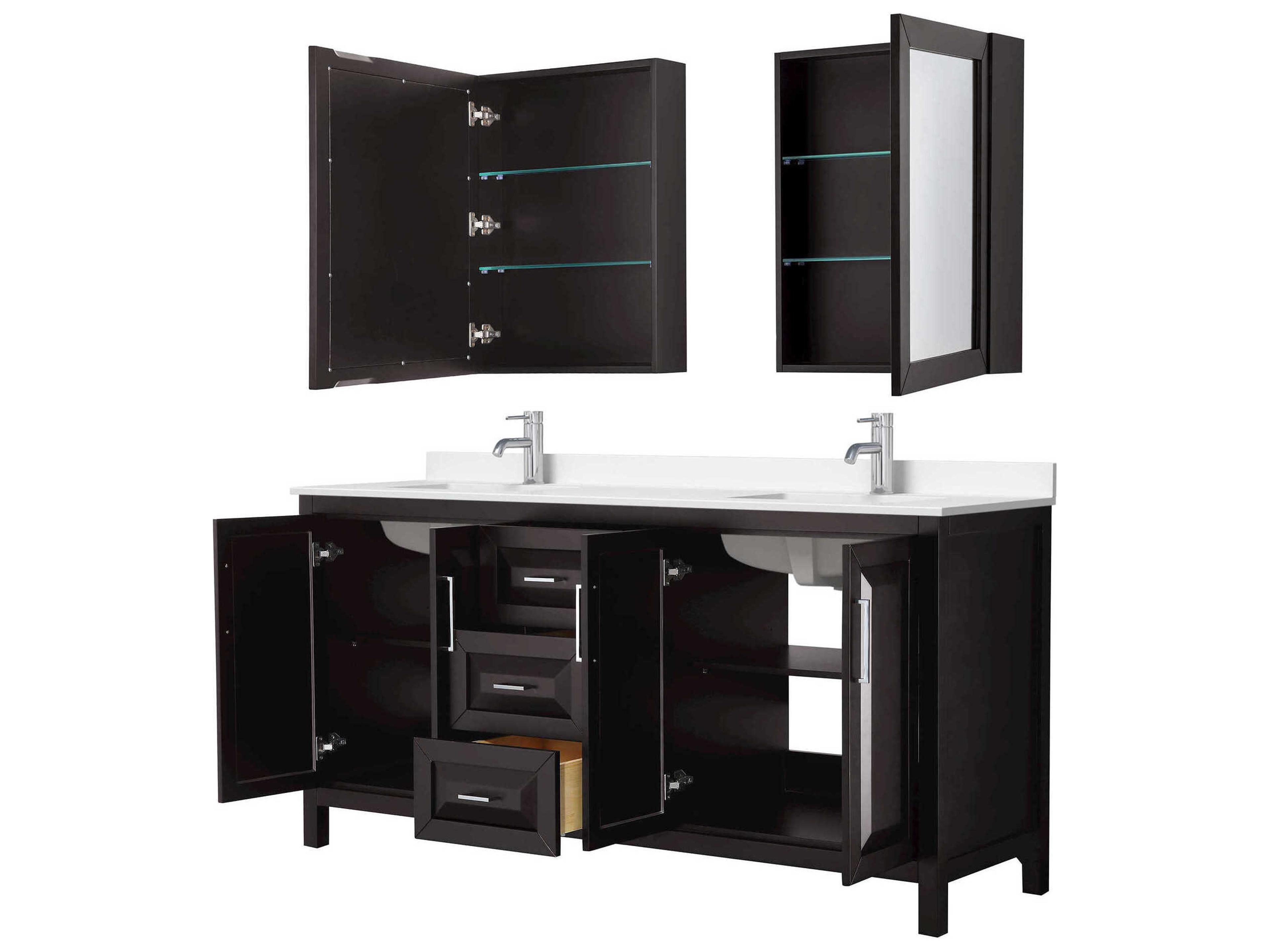 Wyndham Collection Daria 72" Dark Espresso Vanity with Medicine Cabinet