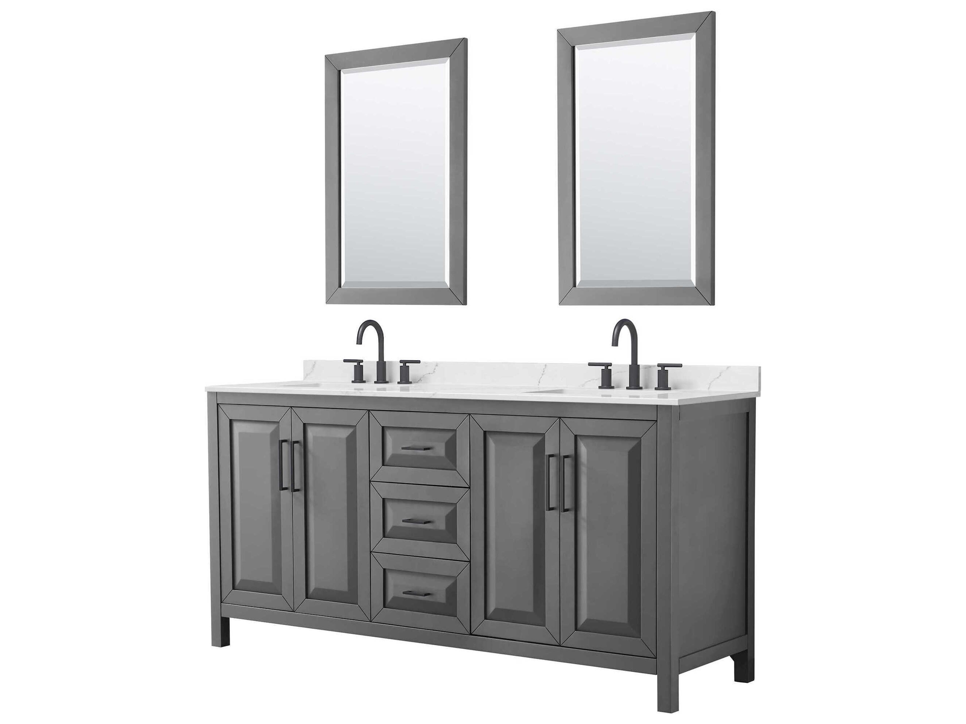 Wyndham Collection Daria 72" Dark Gray Vanity with 24" Mirror