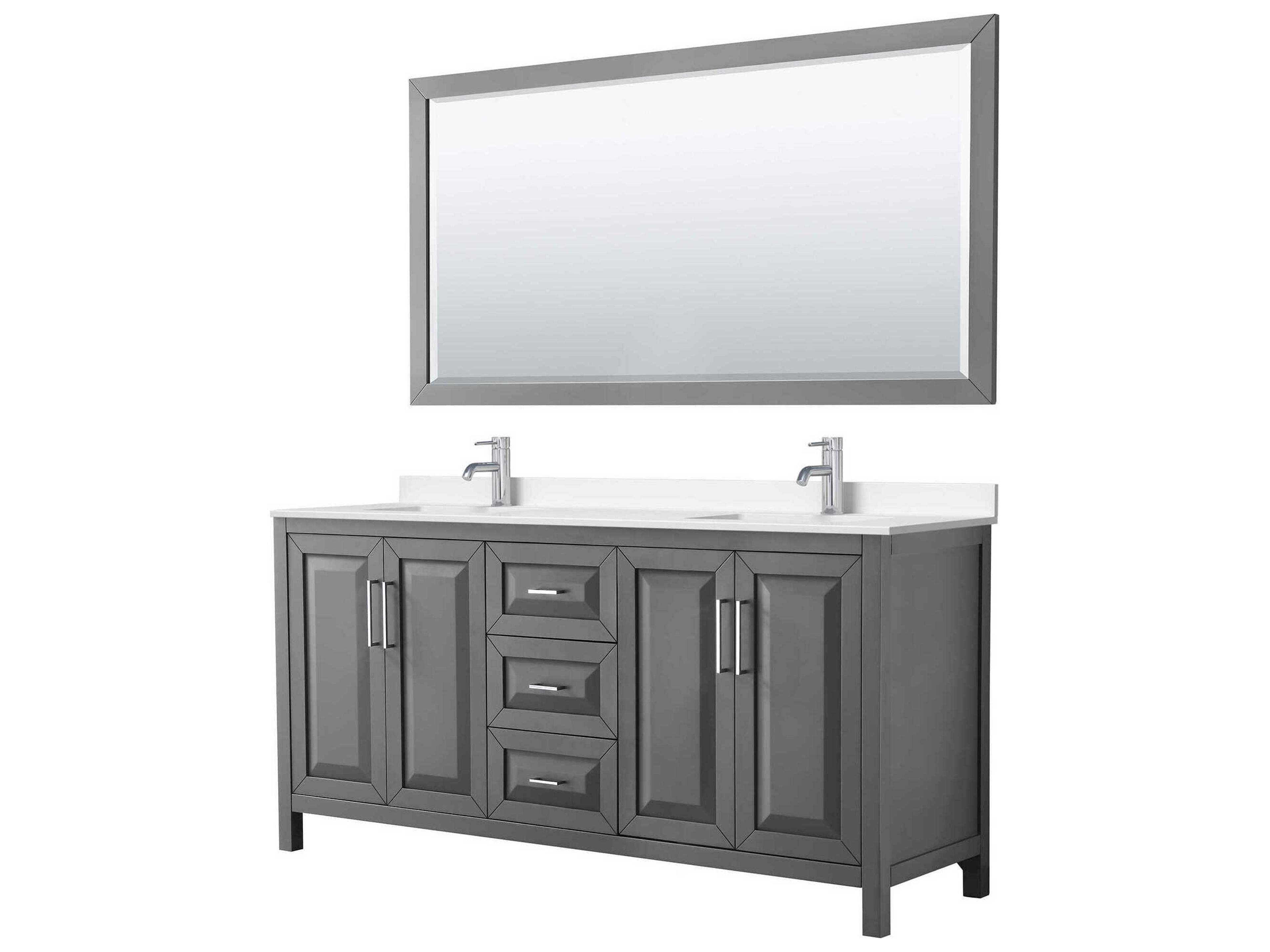 Wyndham Collection Daria 72" Dark Gray Vanity with 70" Mirror