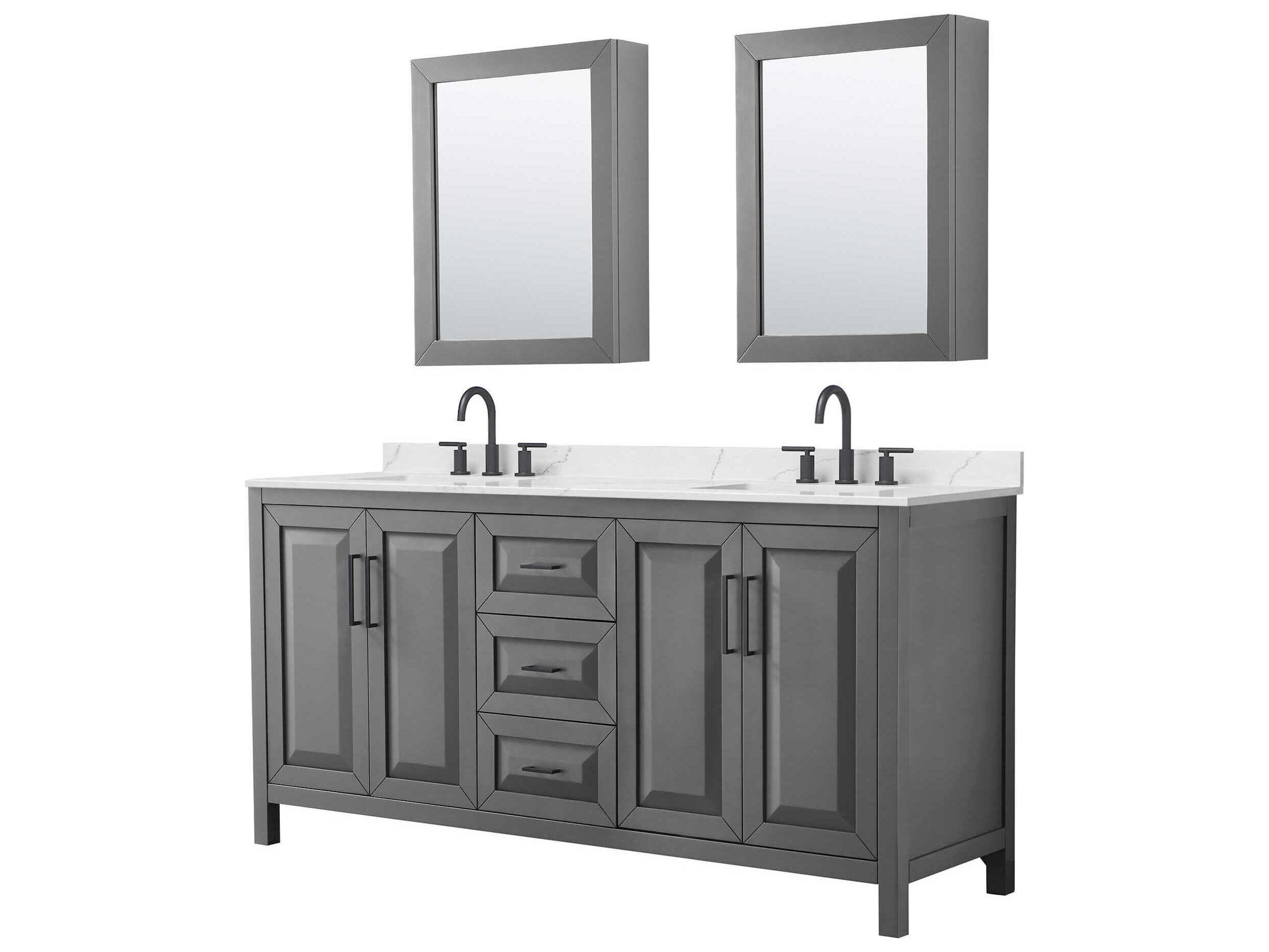 Wyndham Collection Daria 72" Dark Gray Vanity with Medicine Cabinet
