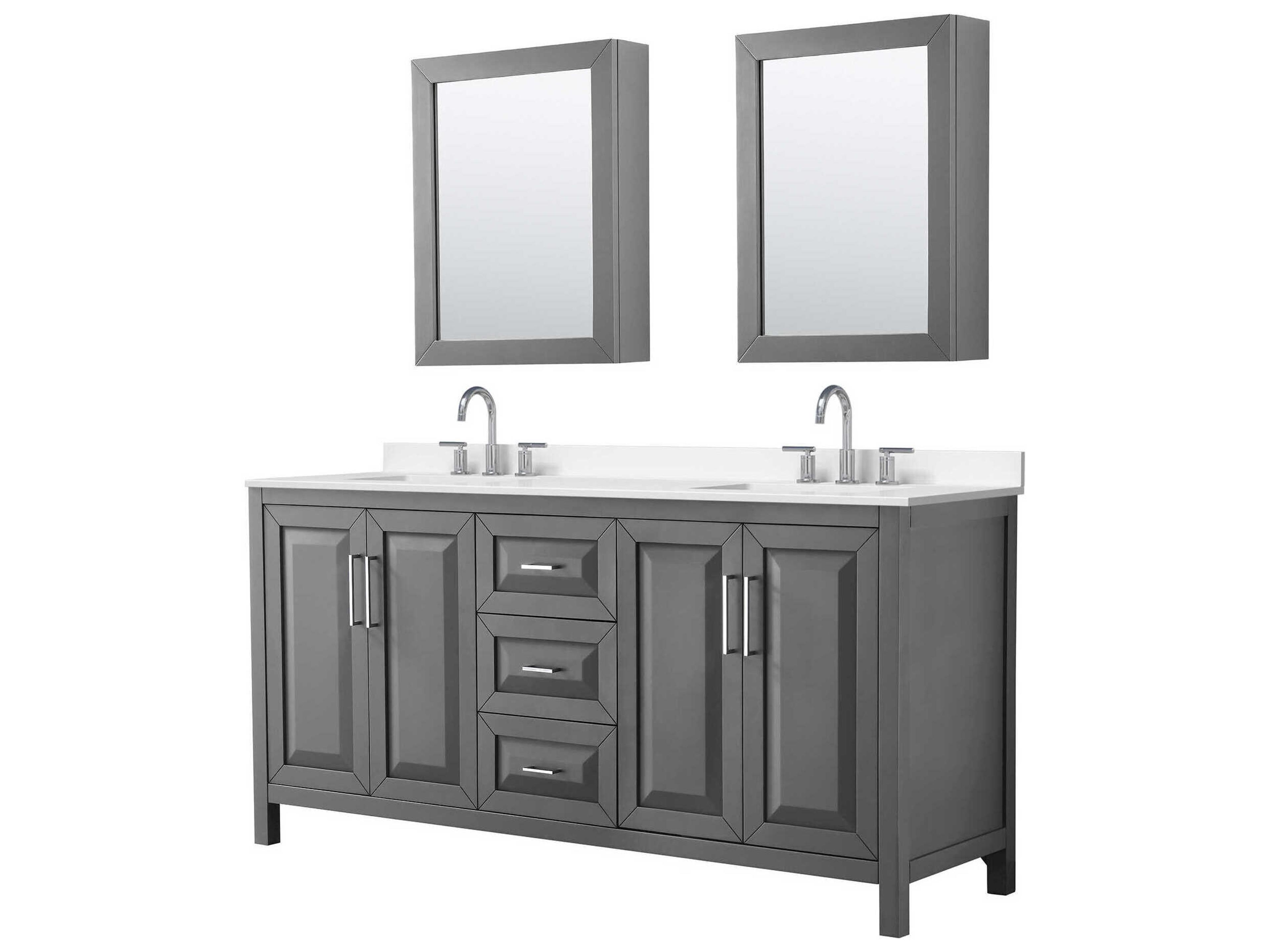 Wyndham Collection Daria 72" Dark Gray Vanity with Medicine Cabinet