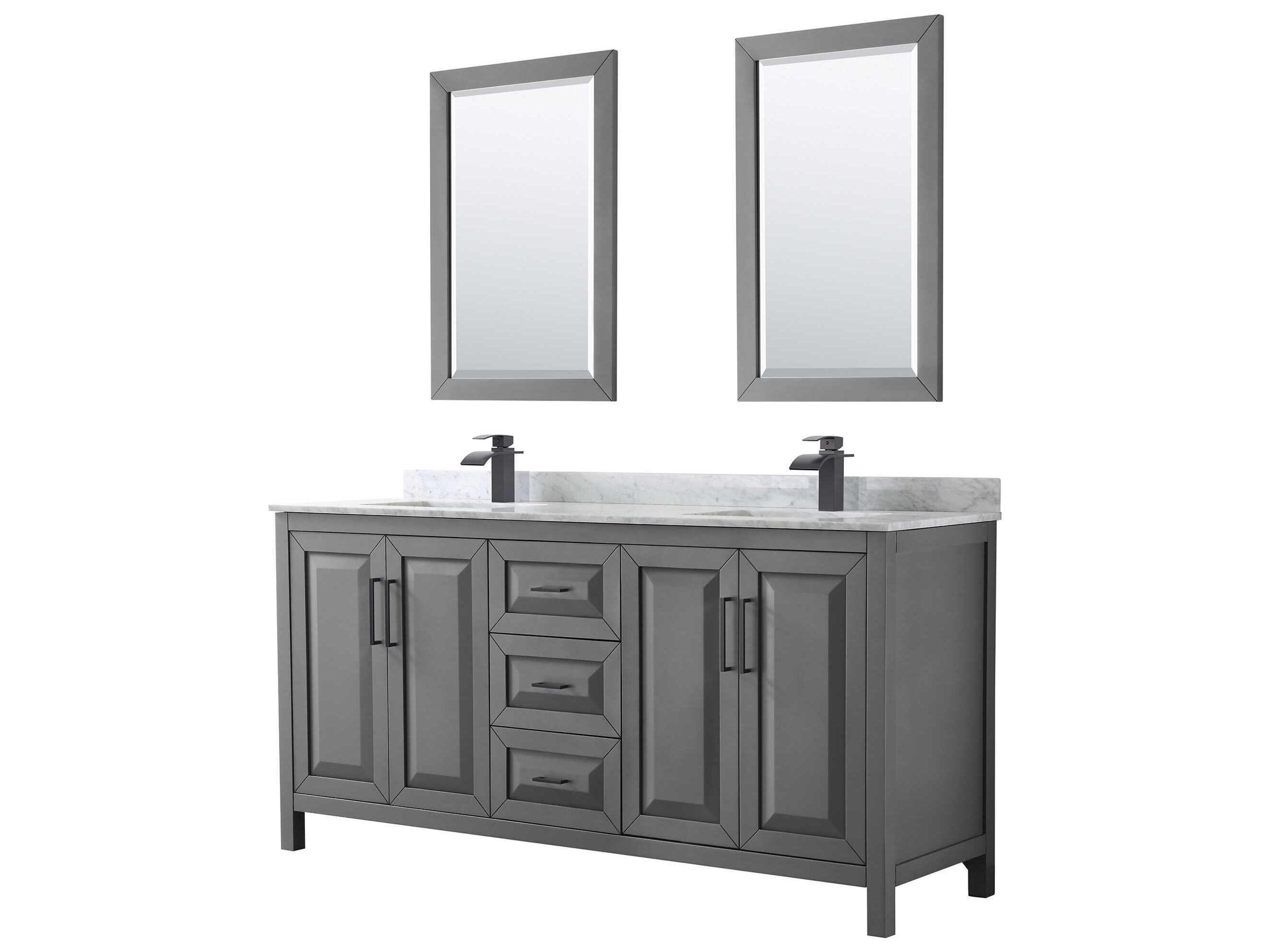 Wyndham Collection Daria 72" Dark Gray Vanity with 24" Mirror