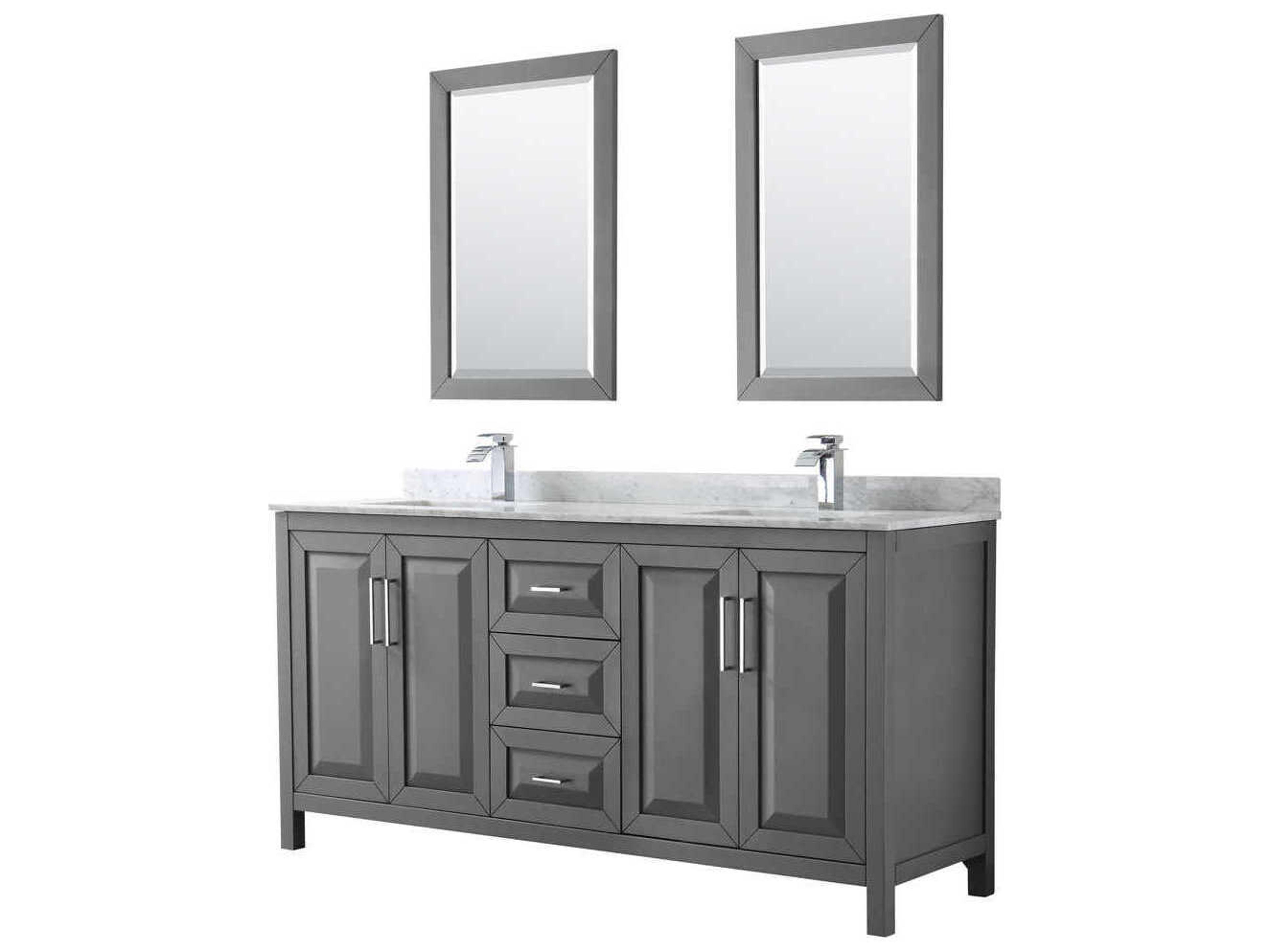 Wyndham Collection Daria 72" Dark Gray Vanity with 24" Mirror