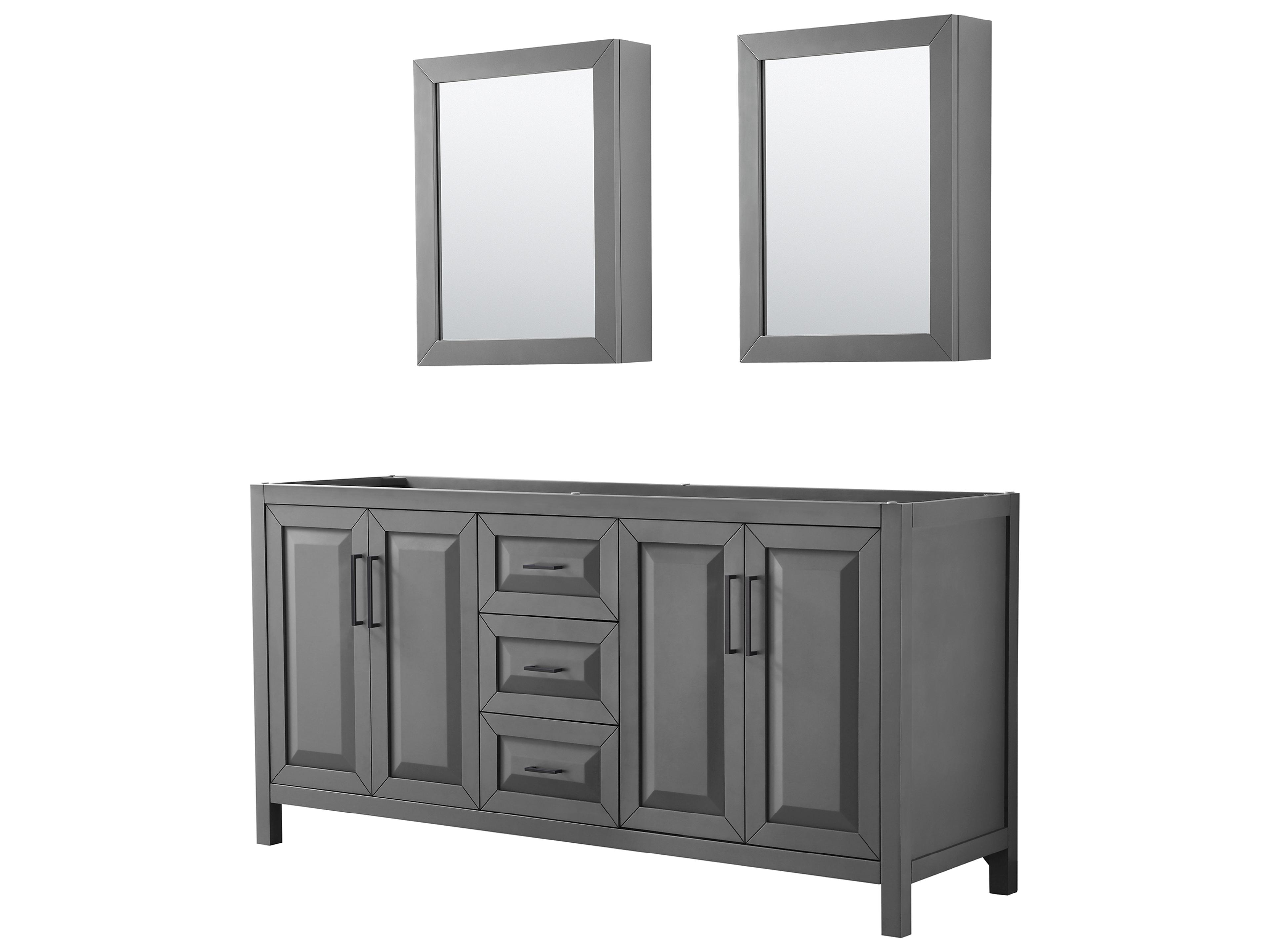 Daria 71" Dark Gray Vanity with Medicine Cabinet