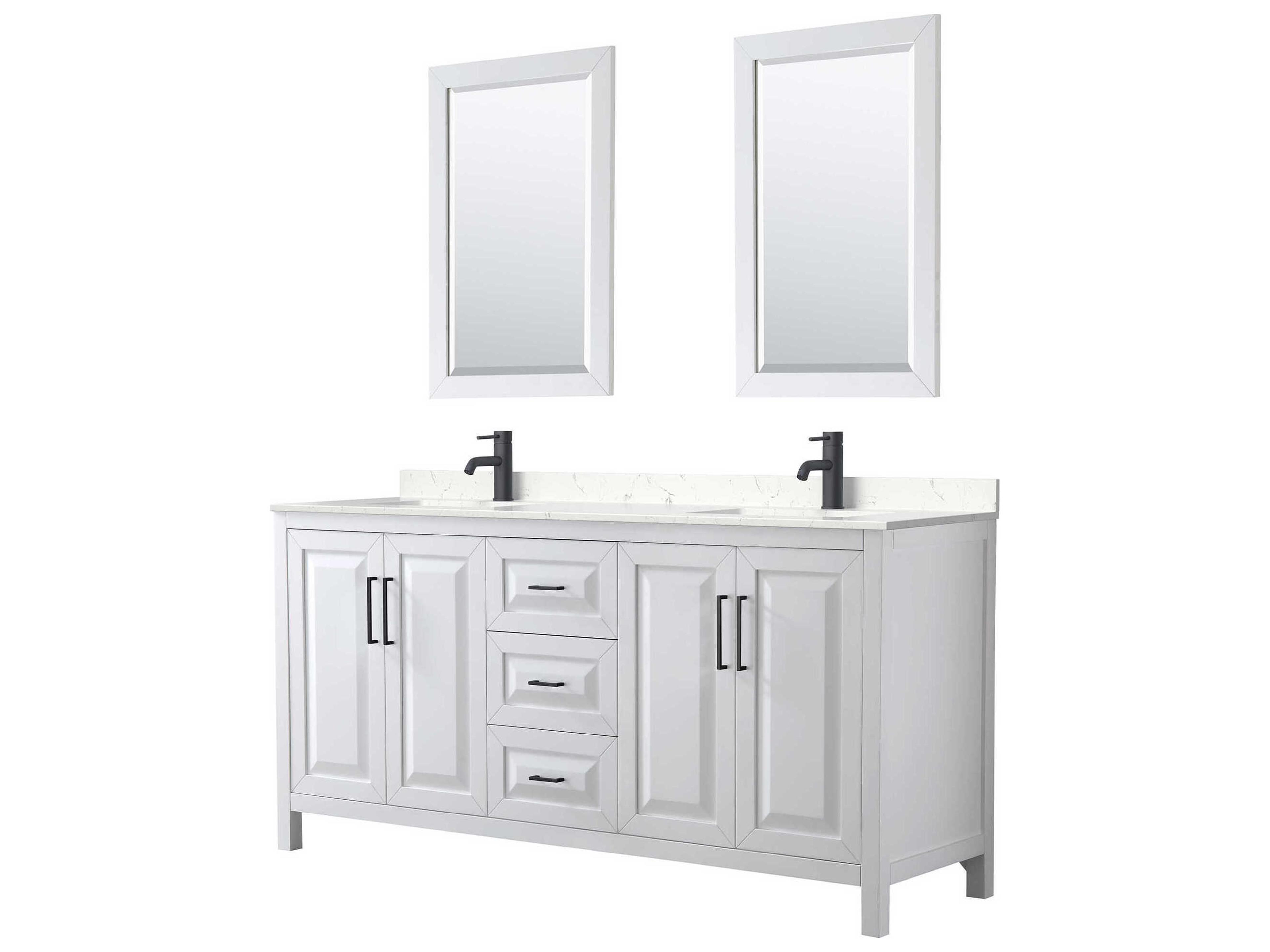 Daria 72" White Vanity with 24" Mirror