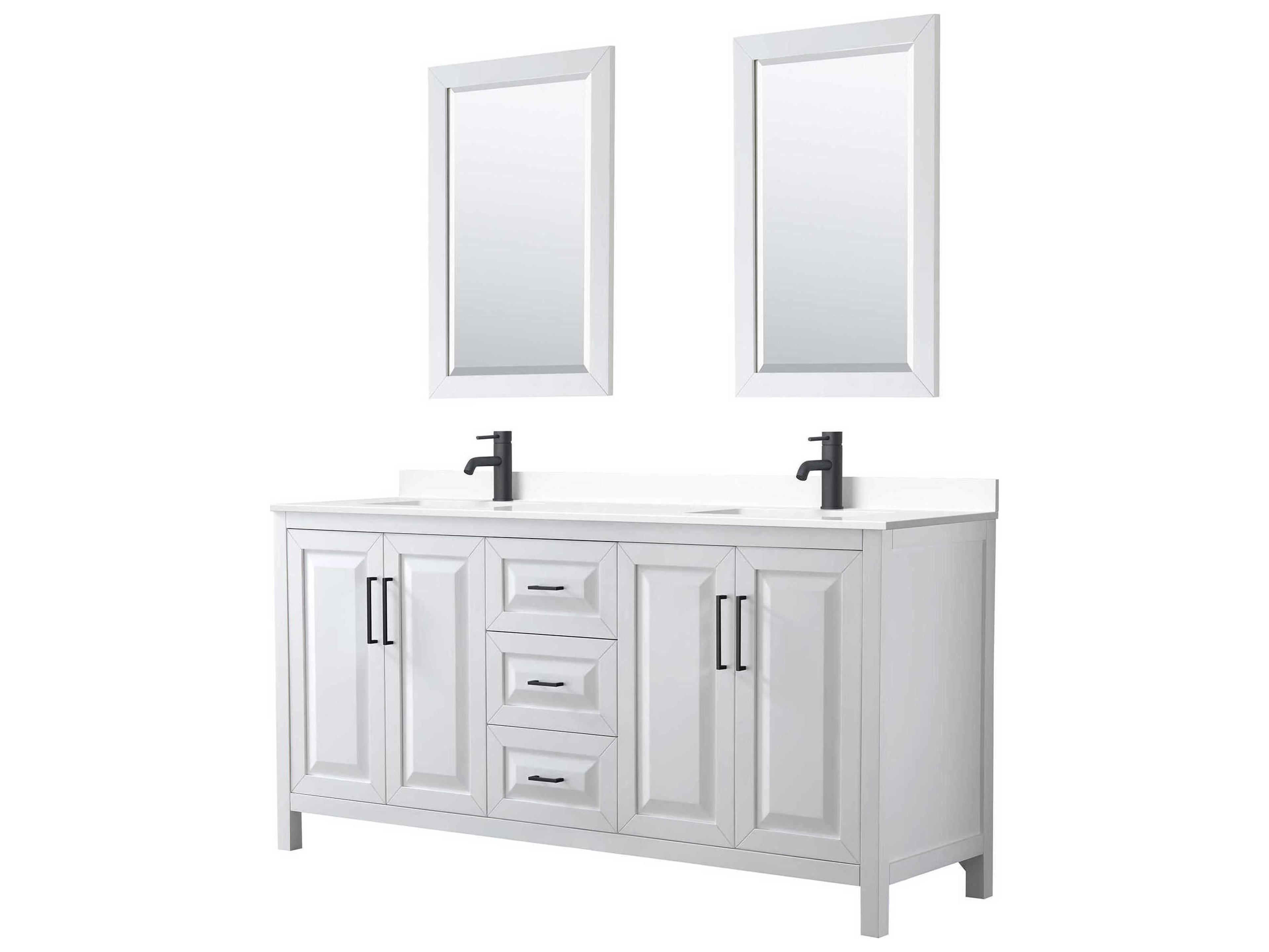 Wyndham Collection Daria 72" White Vanity with 24" Mirror