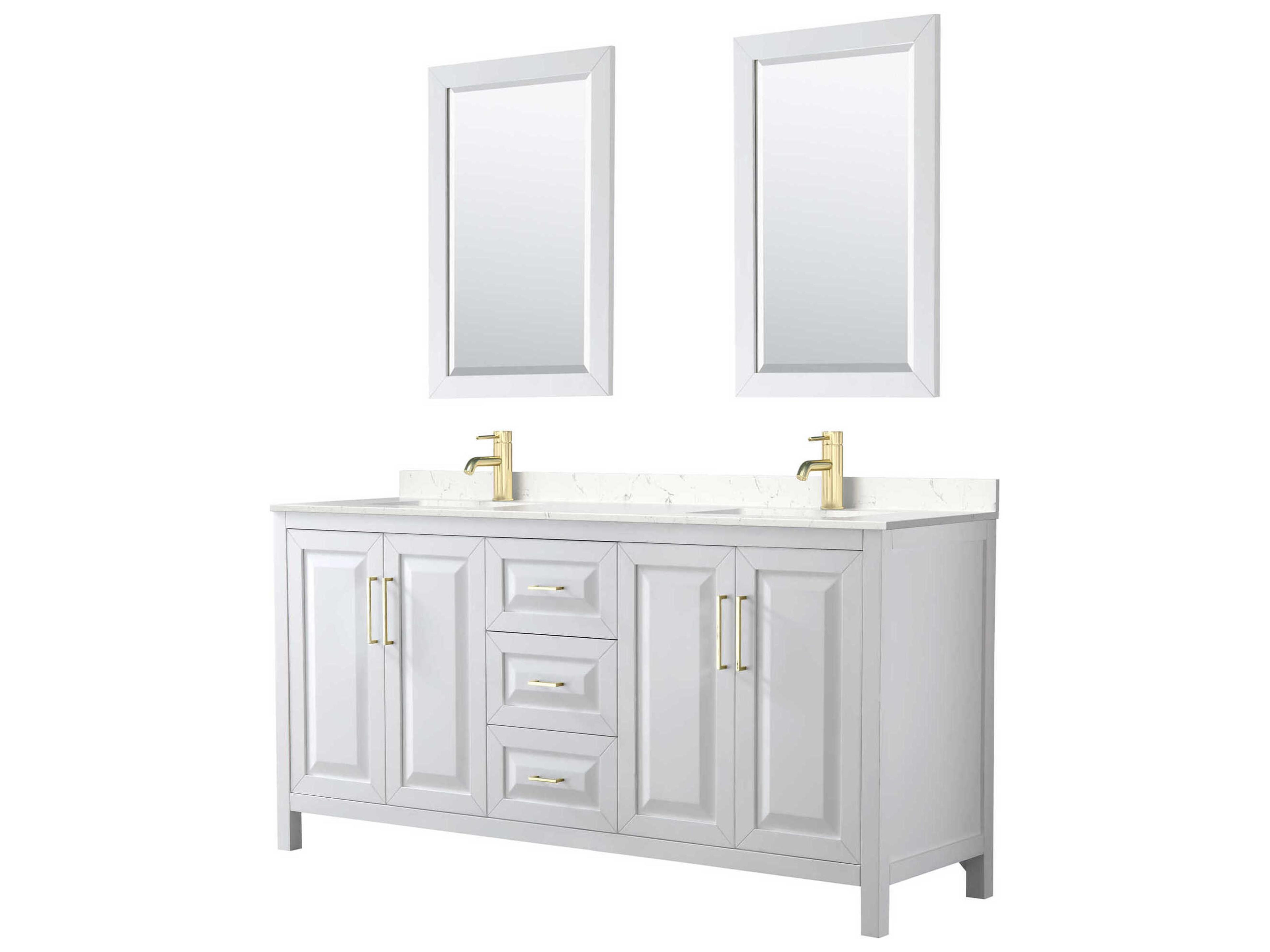 Wyndham Collection Daria 72" White Vanity with 24" Mirror