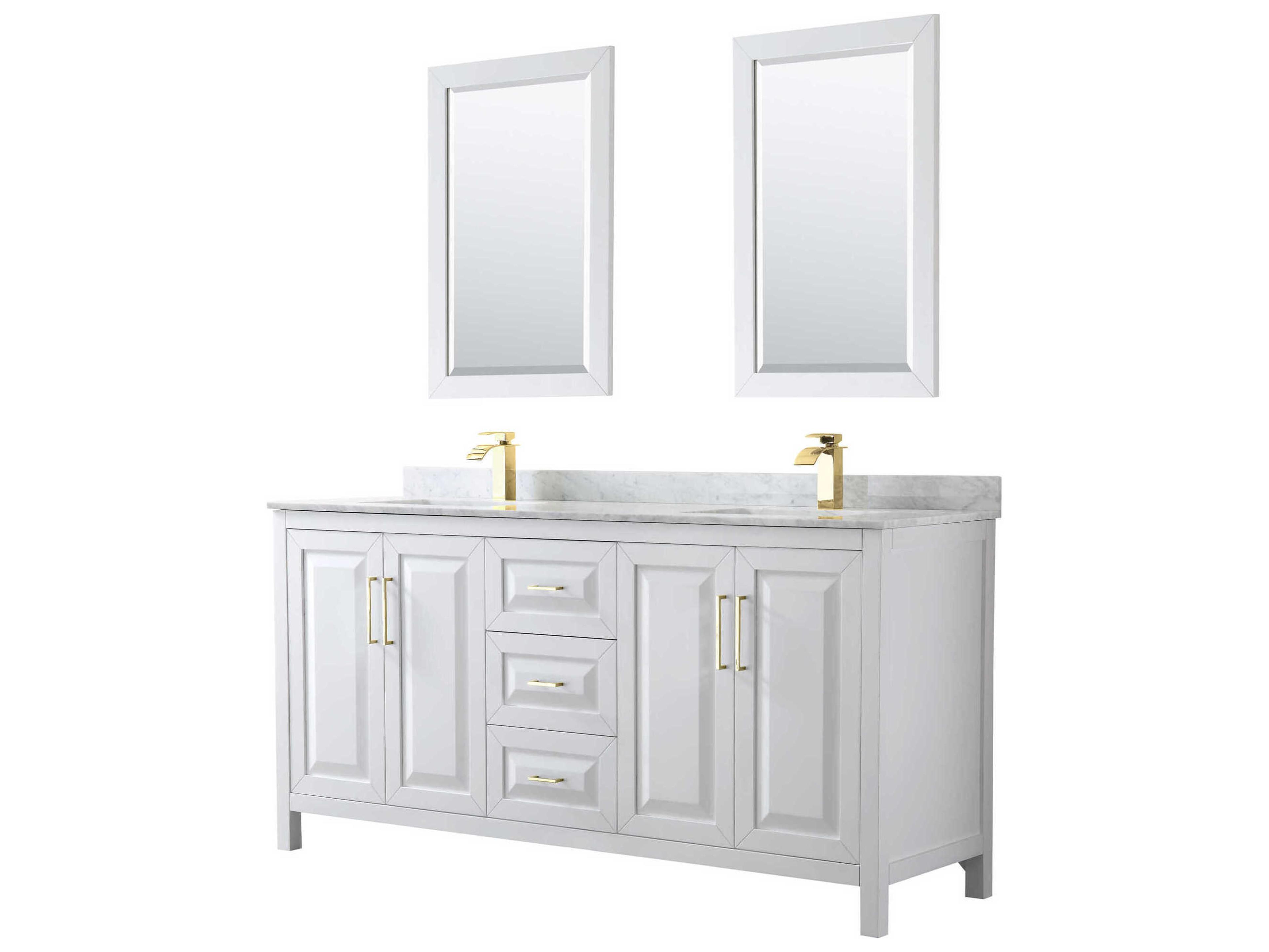 Wyndham Collection Daria 72" White Vanity with 24" Mirror