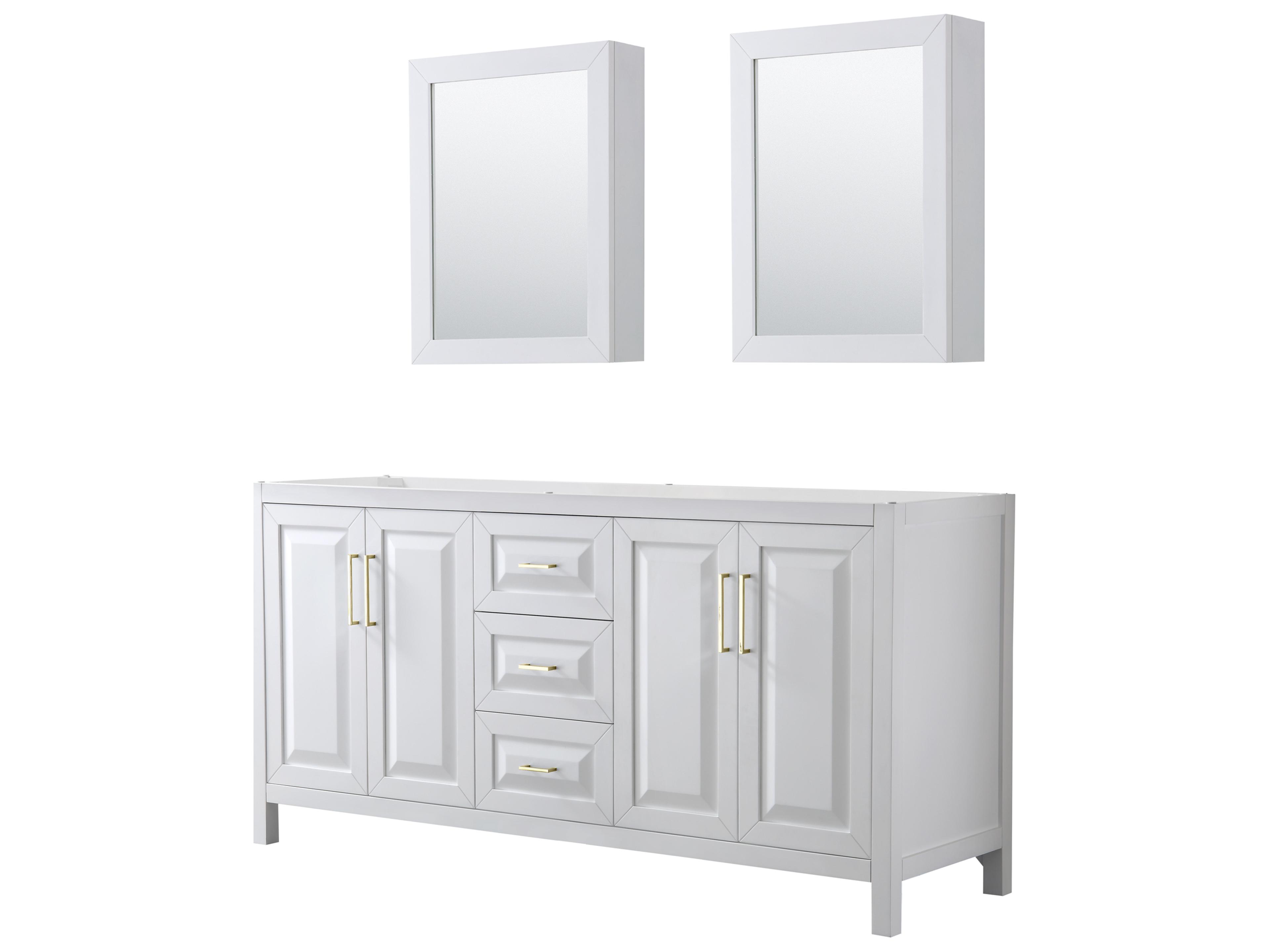 Wyndham Collection Daria 71" White Vanity with Medicine Cabinet