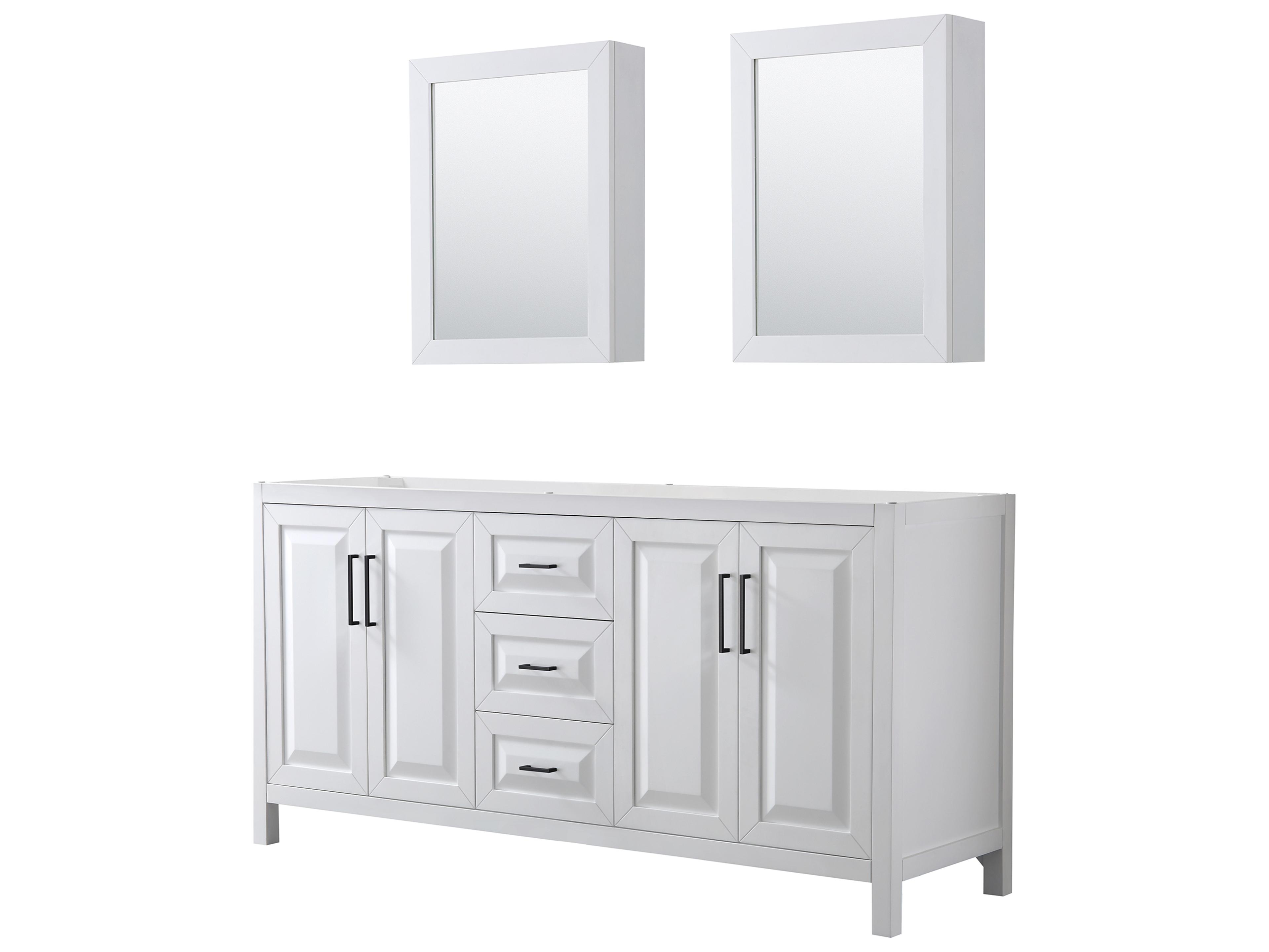 Wyndham Collection Daria 71" White Vanity with Medicine Cabinet