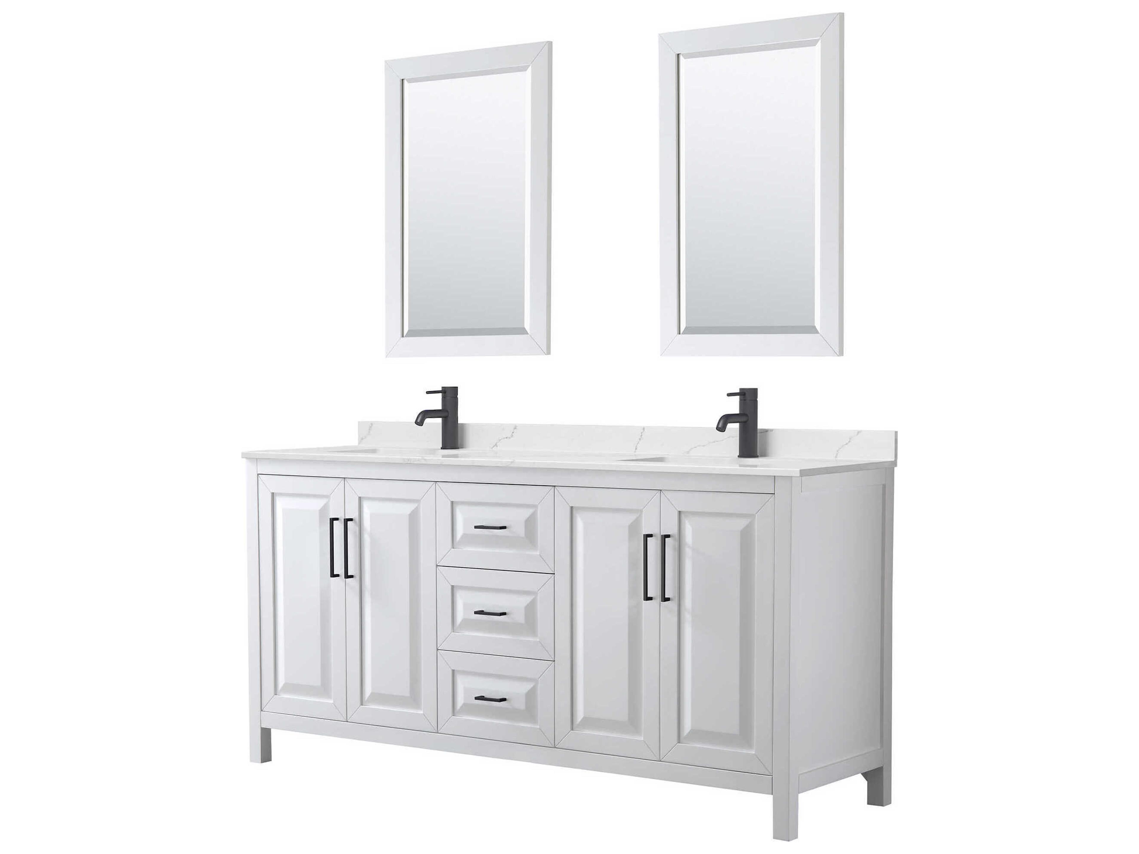 Daria 72" White Vanity with 24" Mirror