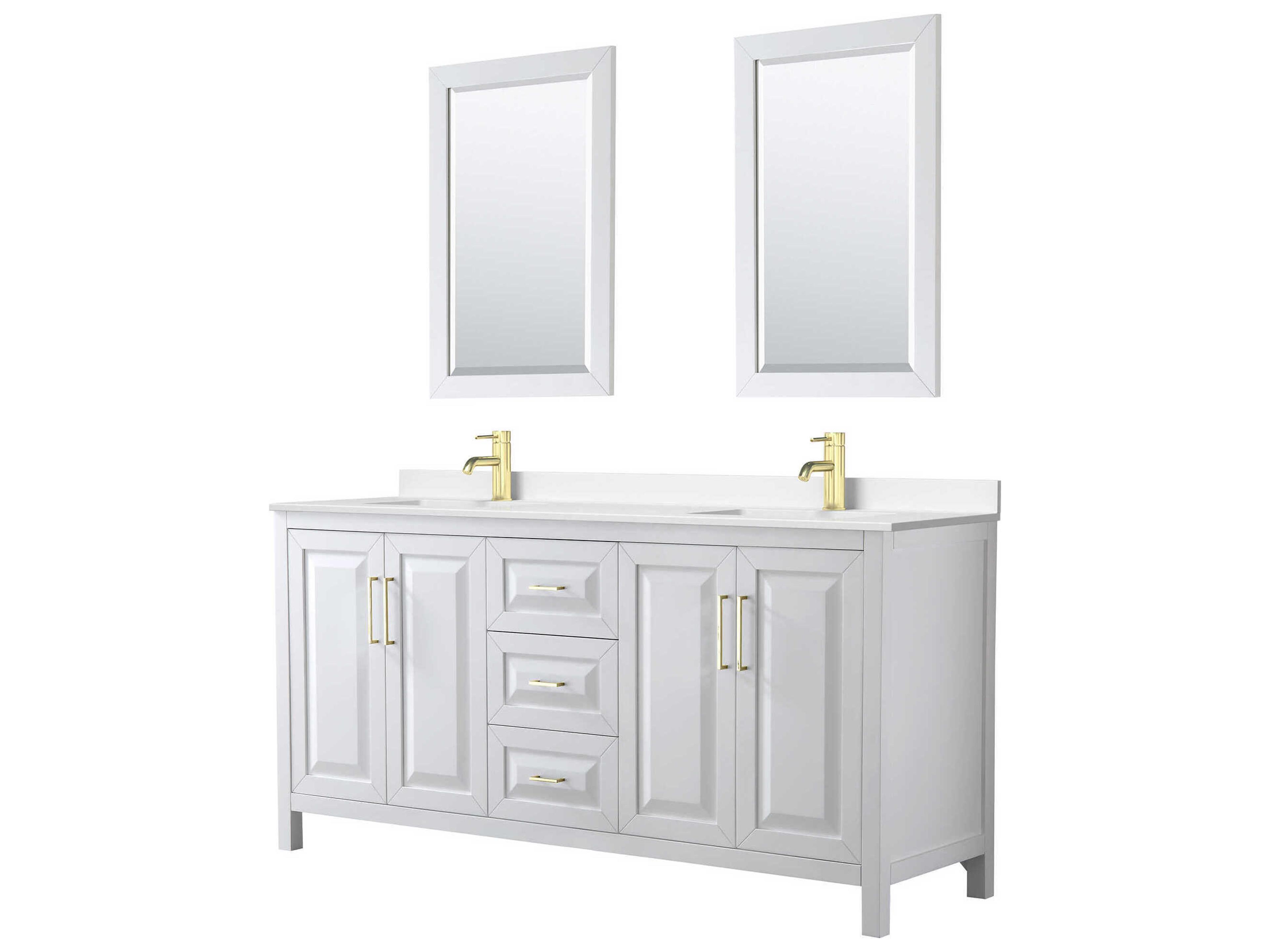 Wyndham Collection Daria 72" White Vanity with 24" Mirror
