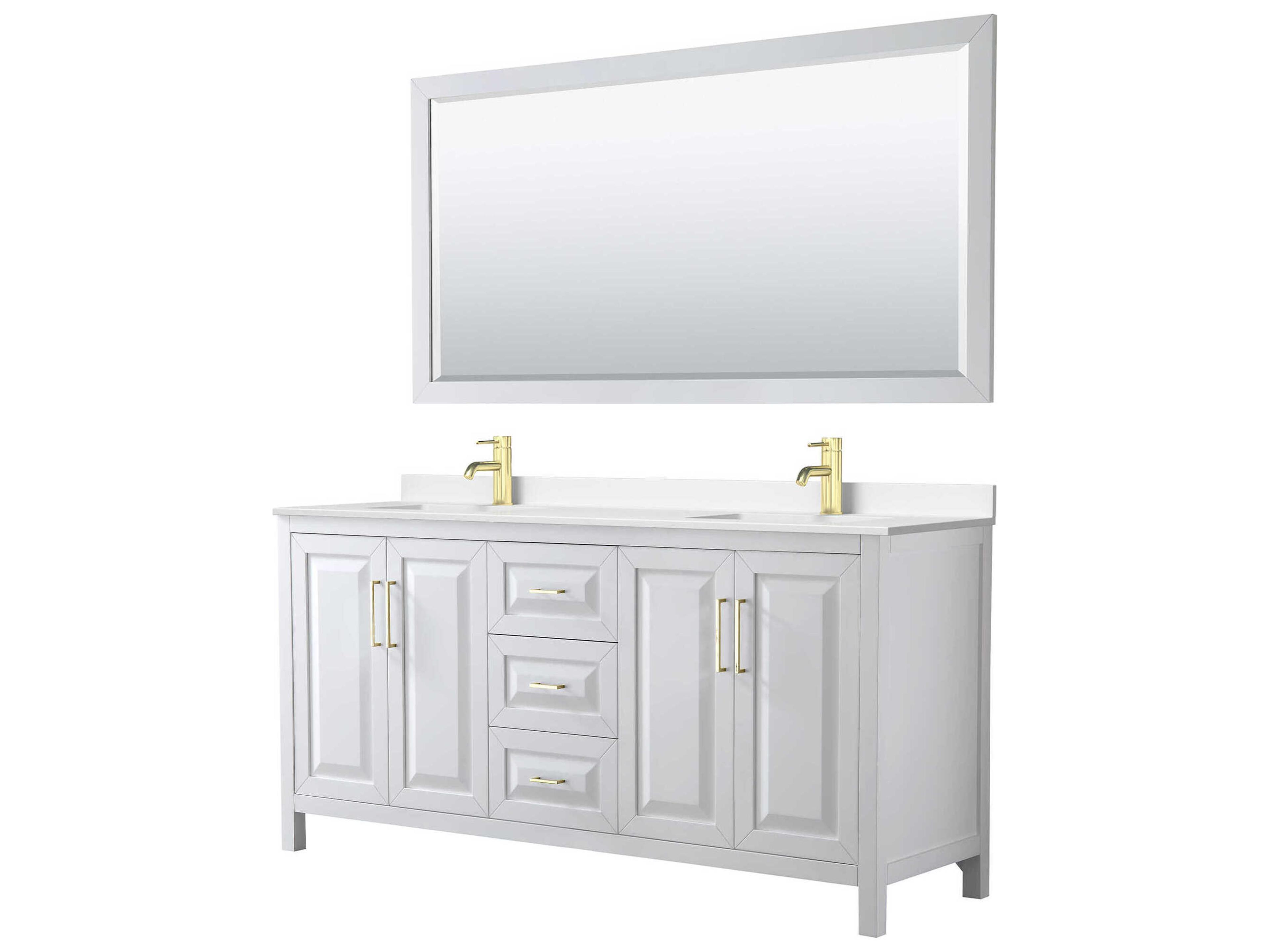 Wyndham Collection Daria 72" White Vanity with 70" Mirror