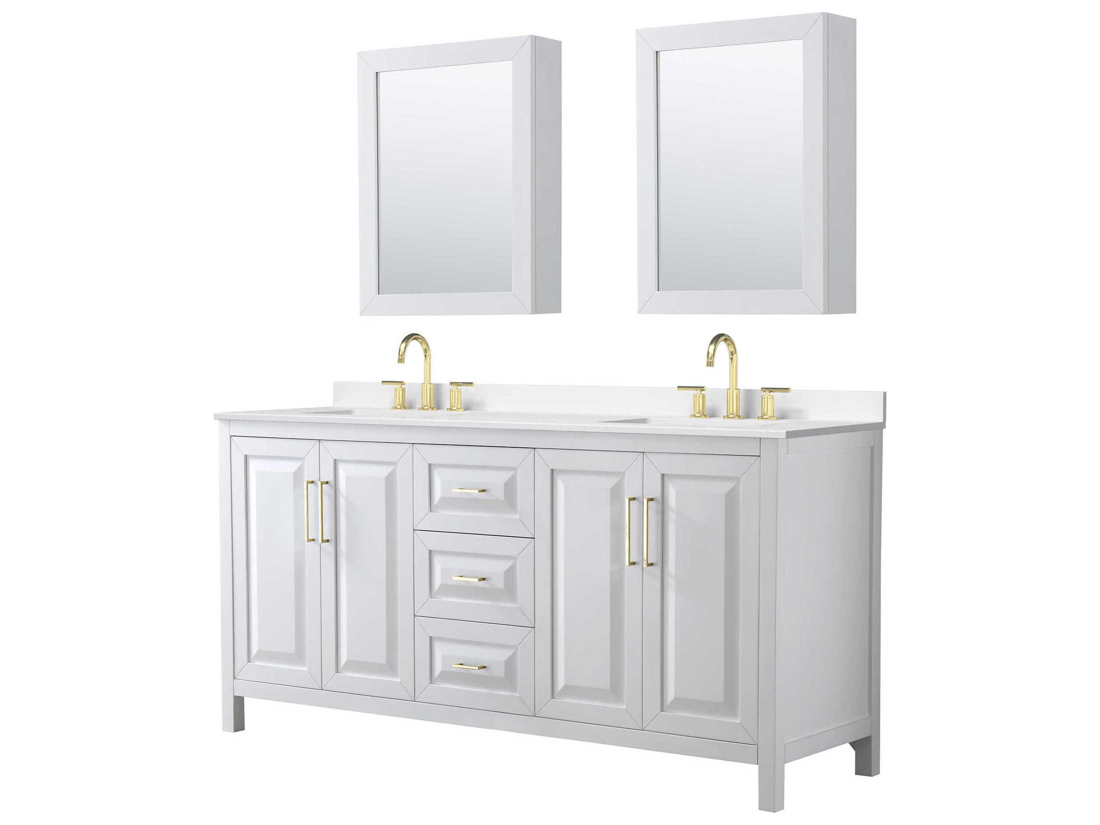 Wyndham Collection Daria 72" White Vanity with Medicine Cabinet