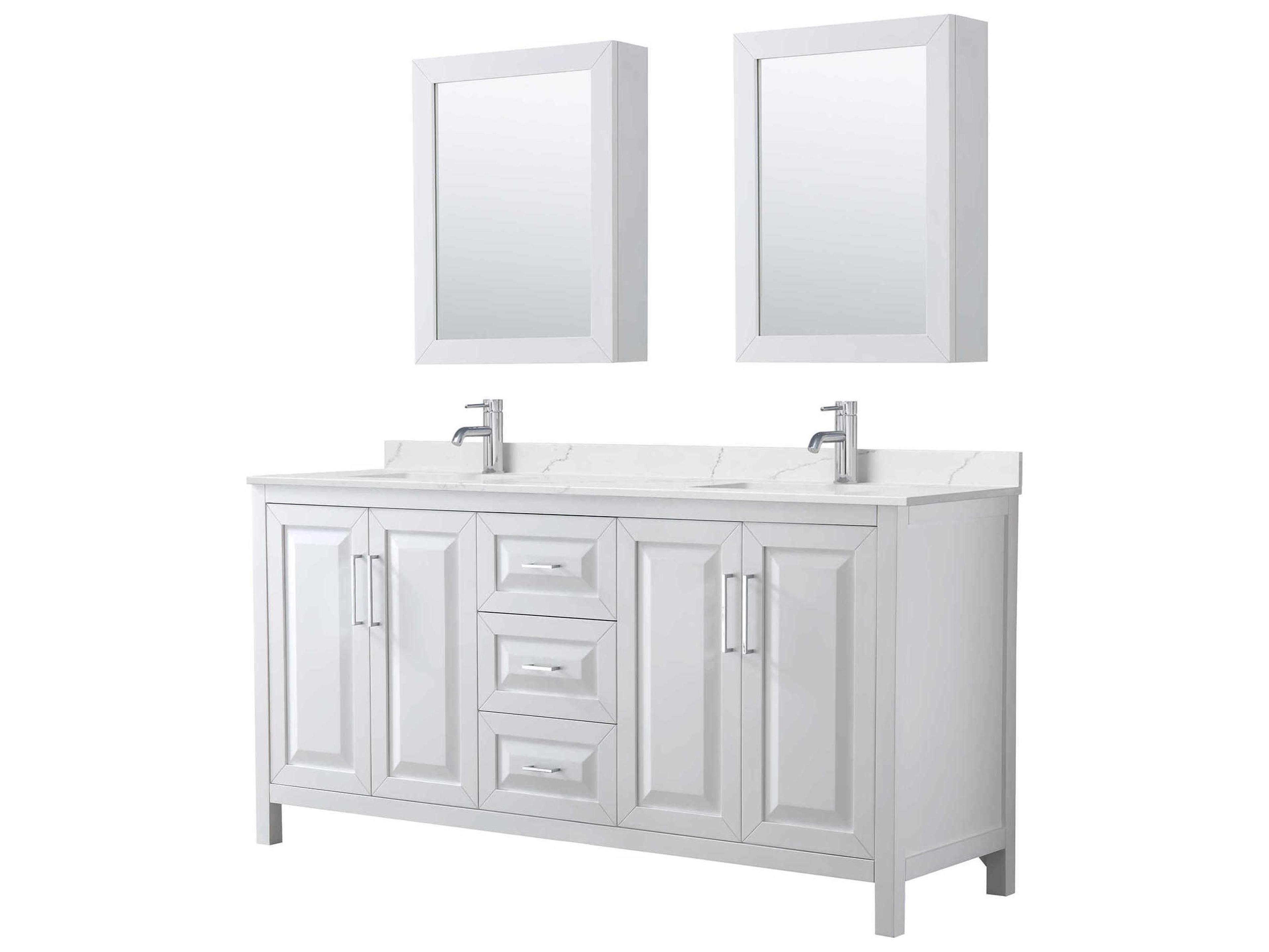 Wyndham Collection Daria 72" White Vanity with Medicine Cabinet