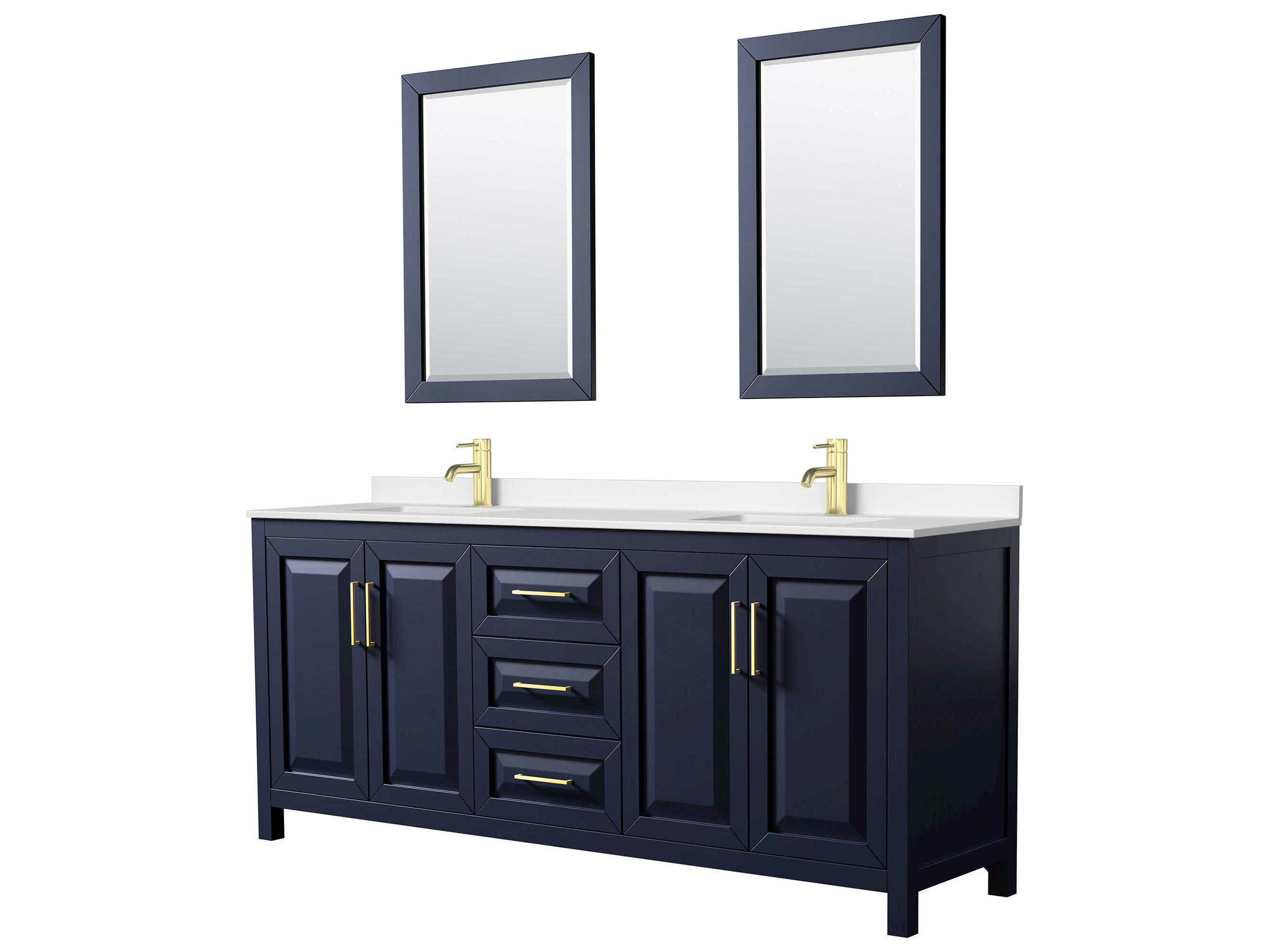 Wyndham Collection Daria 80" Dark Blue Vanity with 24" Mirror