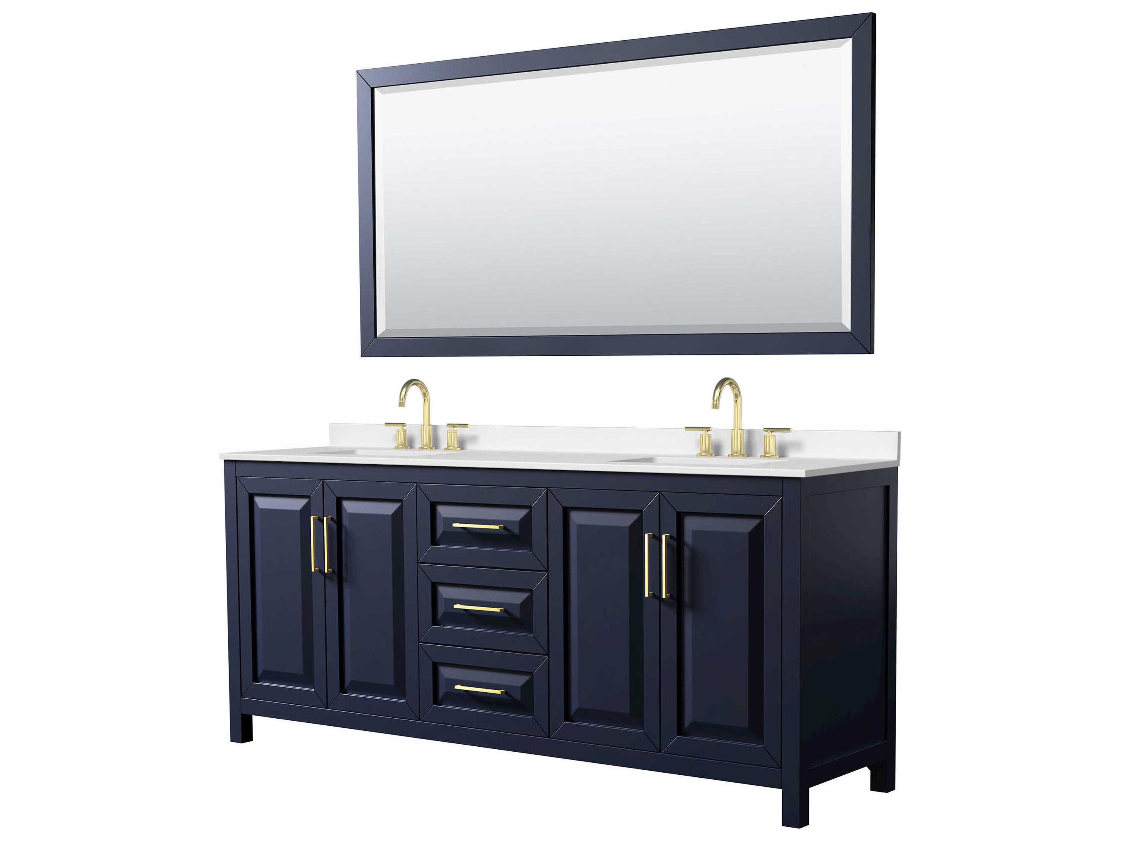 Wyndham Collection Daria 80" Dark Blue Vanity with 70" Mirror
