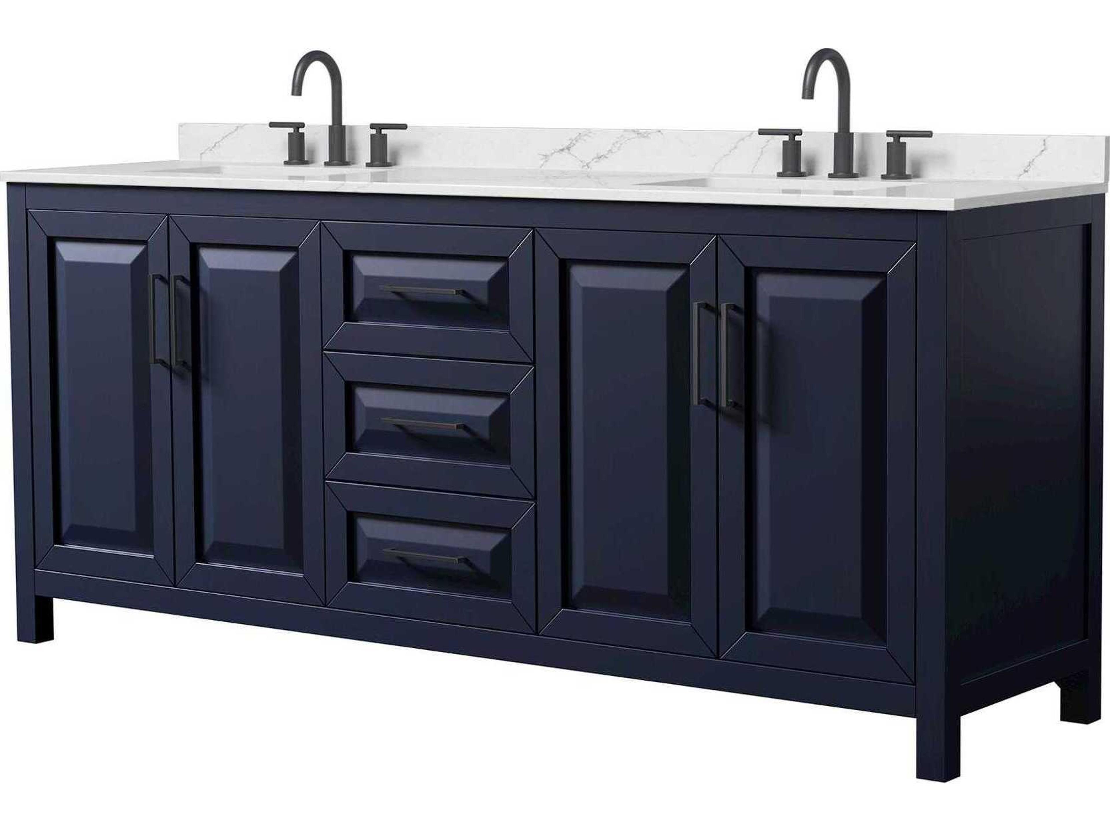 Wyndham Collection Daria 80" Dark Blue Vanity