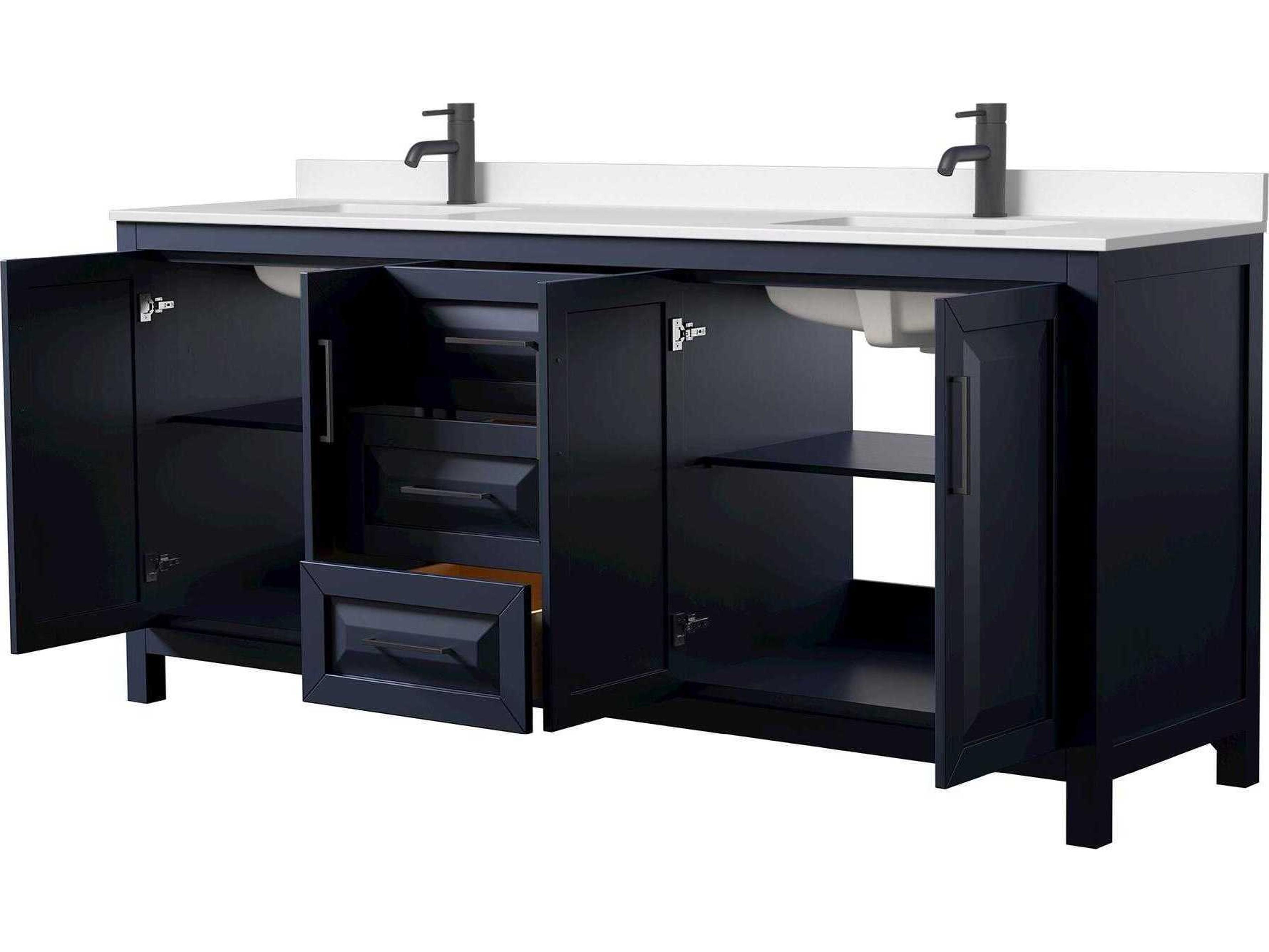 Wyndham Collection Daria 80" Dark Blue Vanity