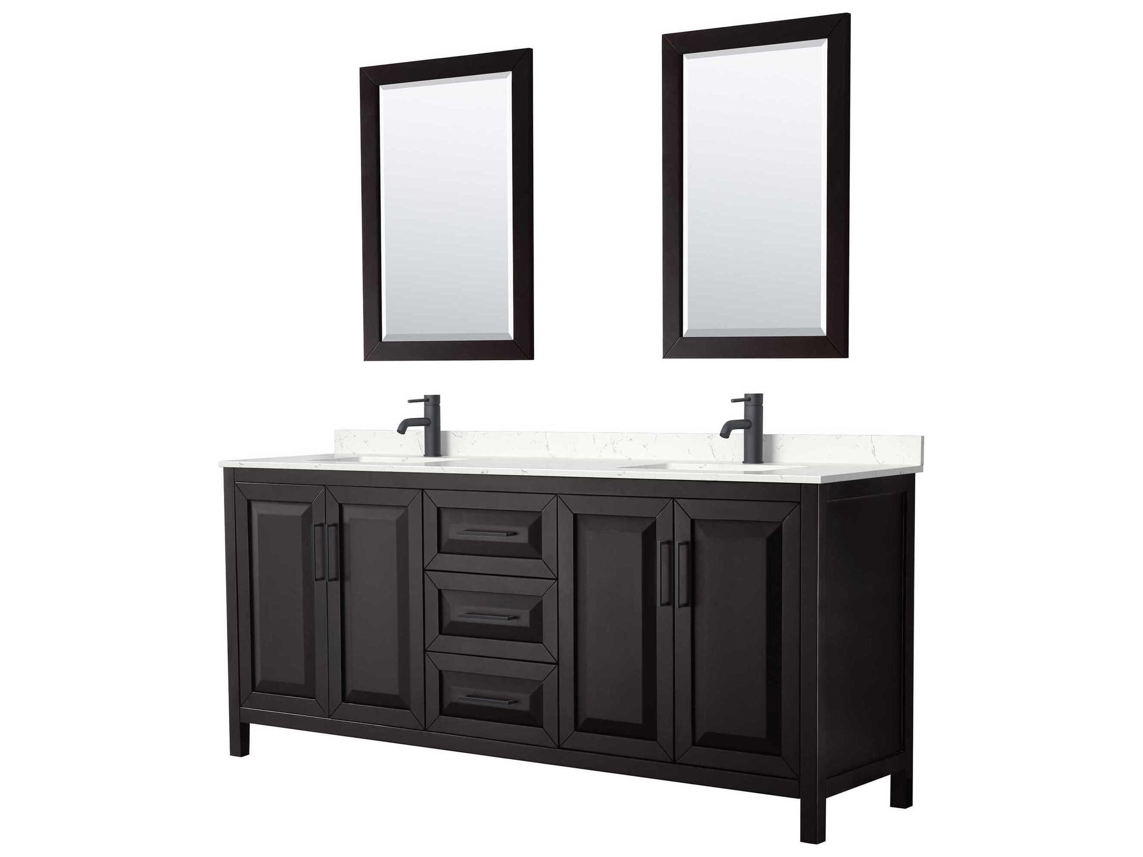Wyndham Collection Daria 80" Dark Espresso Vanity with 24" Mirror