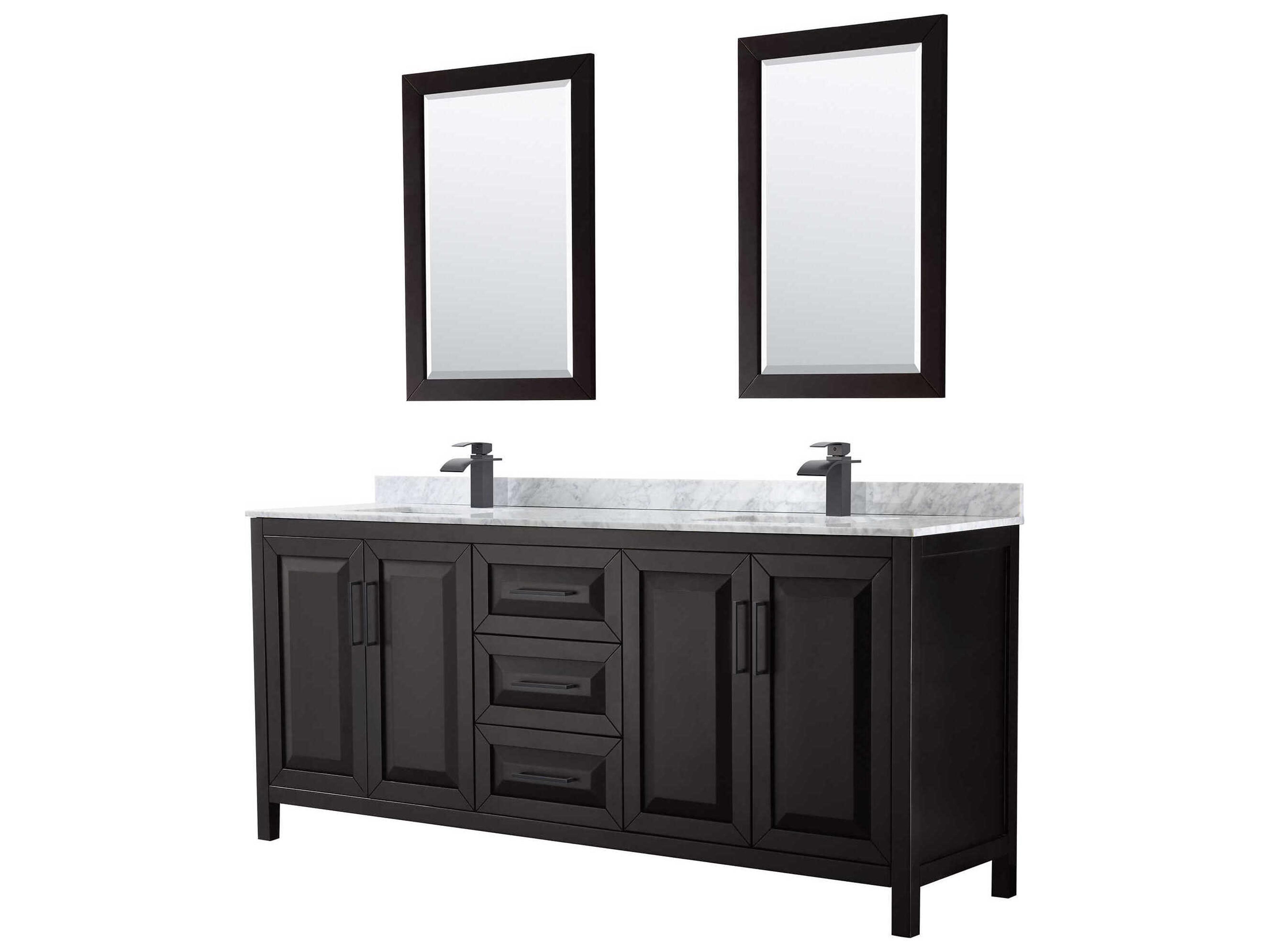 Wyndham Collection Daria 80" Dark Espresso Vanity with 24" Mirror