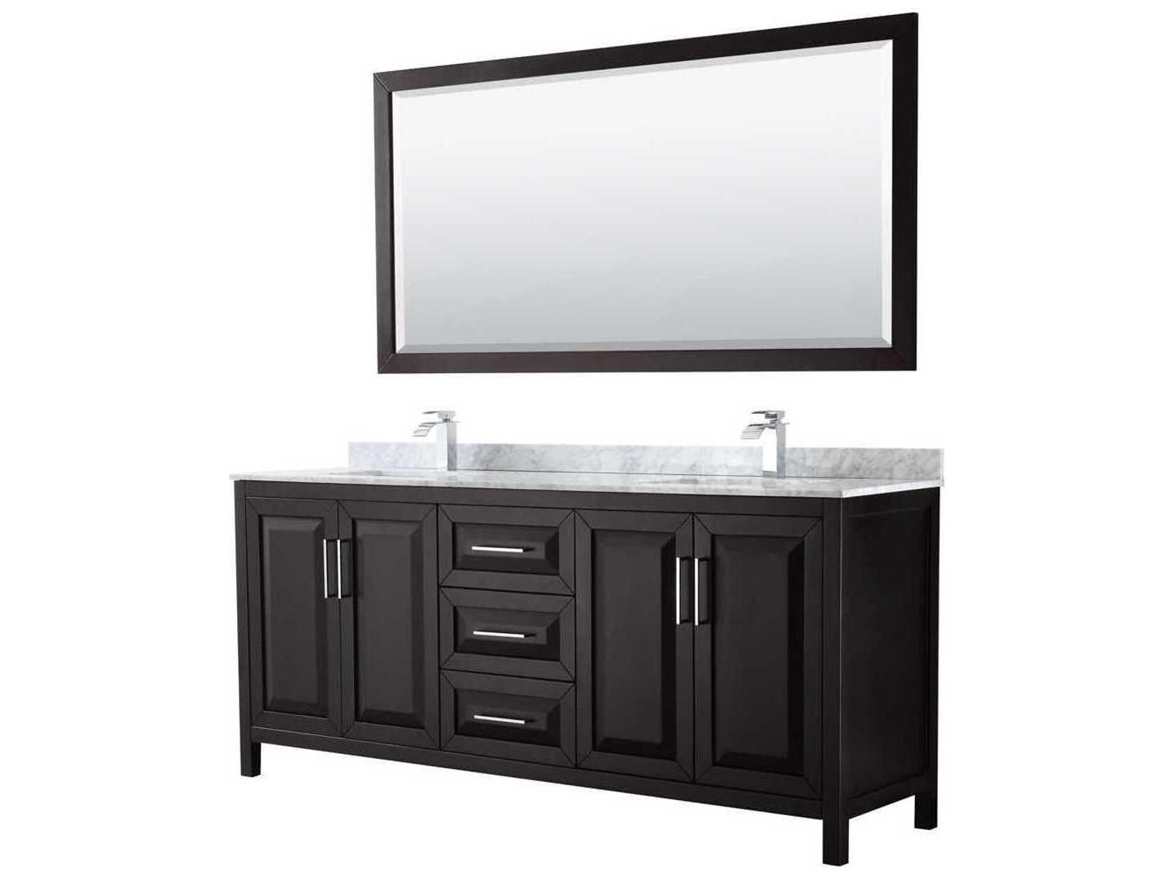 Wyndham Collection Daria 80" Dark Espresso Vanity with 70" Mirror