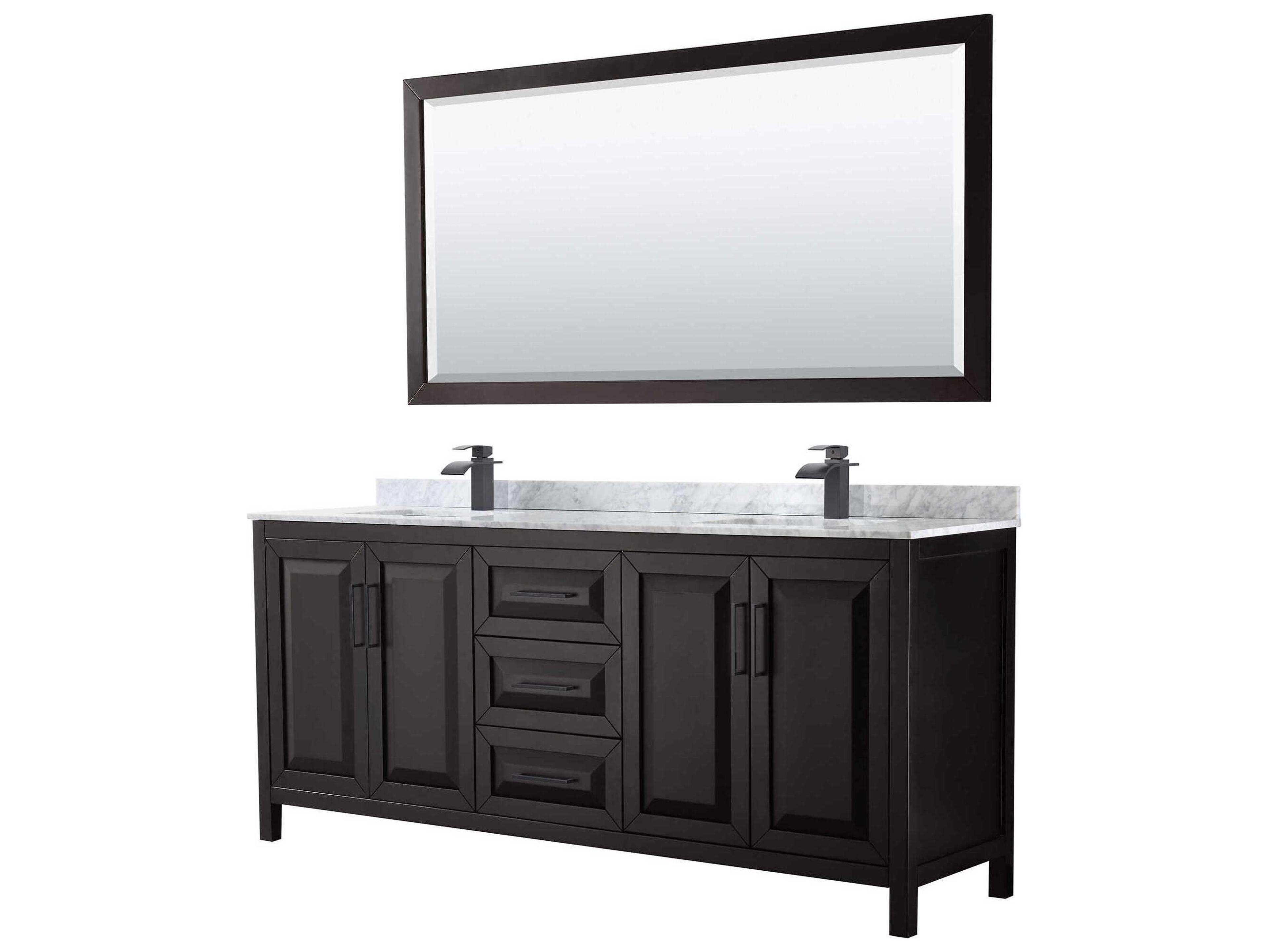 Wyndham Collection Daria 80" Dark Espresso Vanity with 70" Mirror