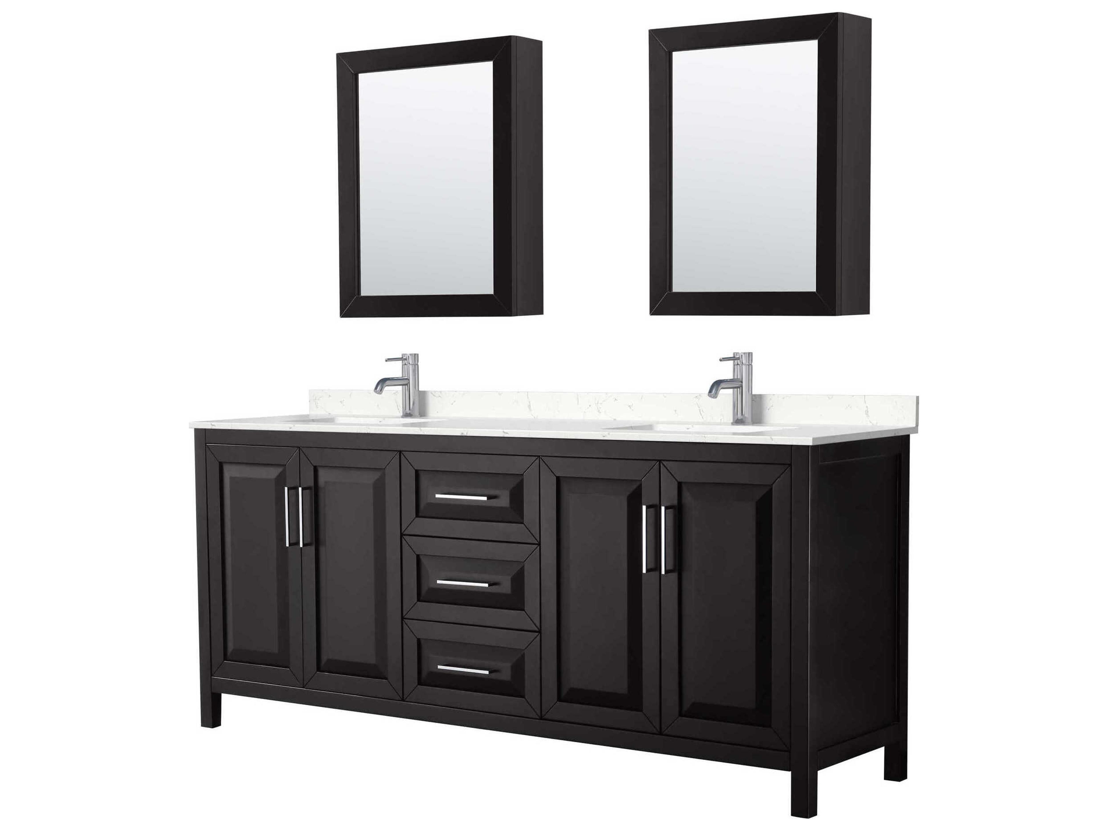 Daria 80" Dark Espresso Vanity with Medicine Cabinet