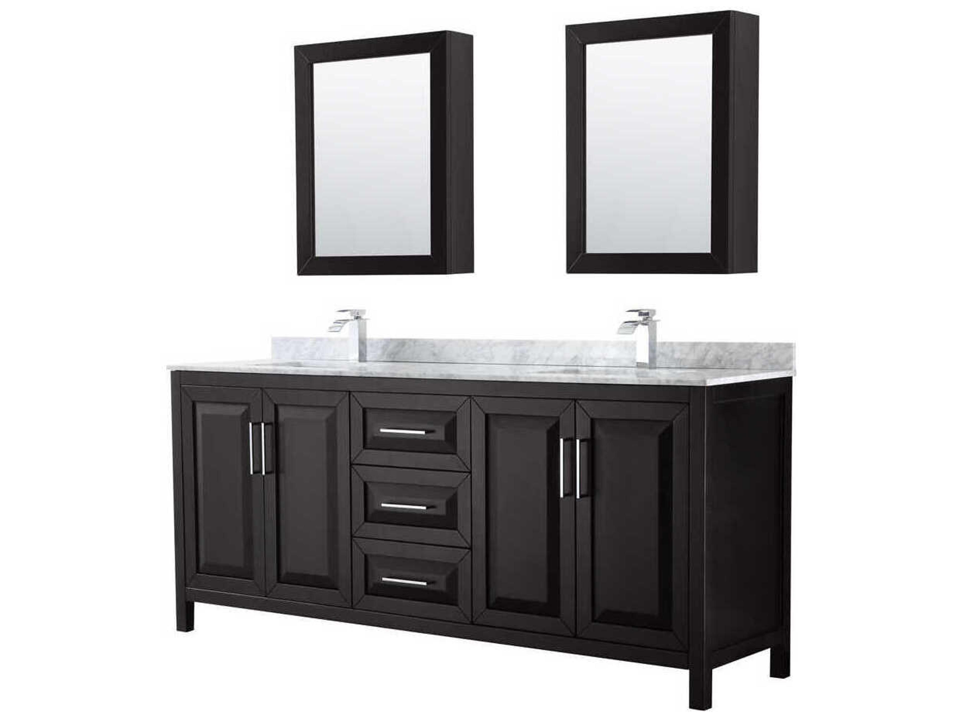 Wyndham Collection Daria 80" Dark Espresso Vanity with Medicine Cabinet