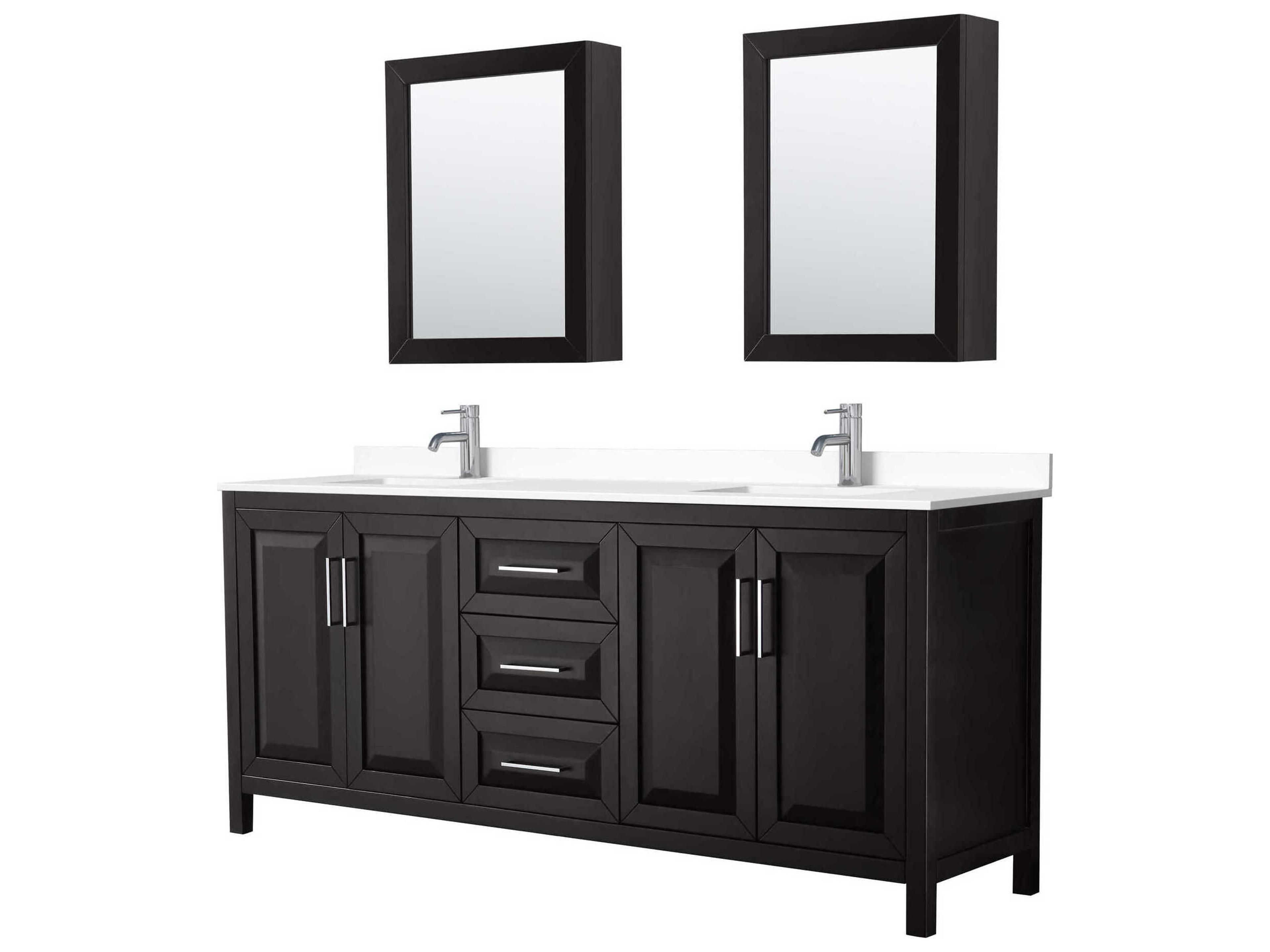 Wyndham Collection Daria 80" Dark Espresso Vanity with Medicine Cabinet