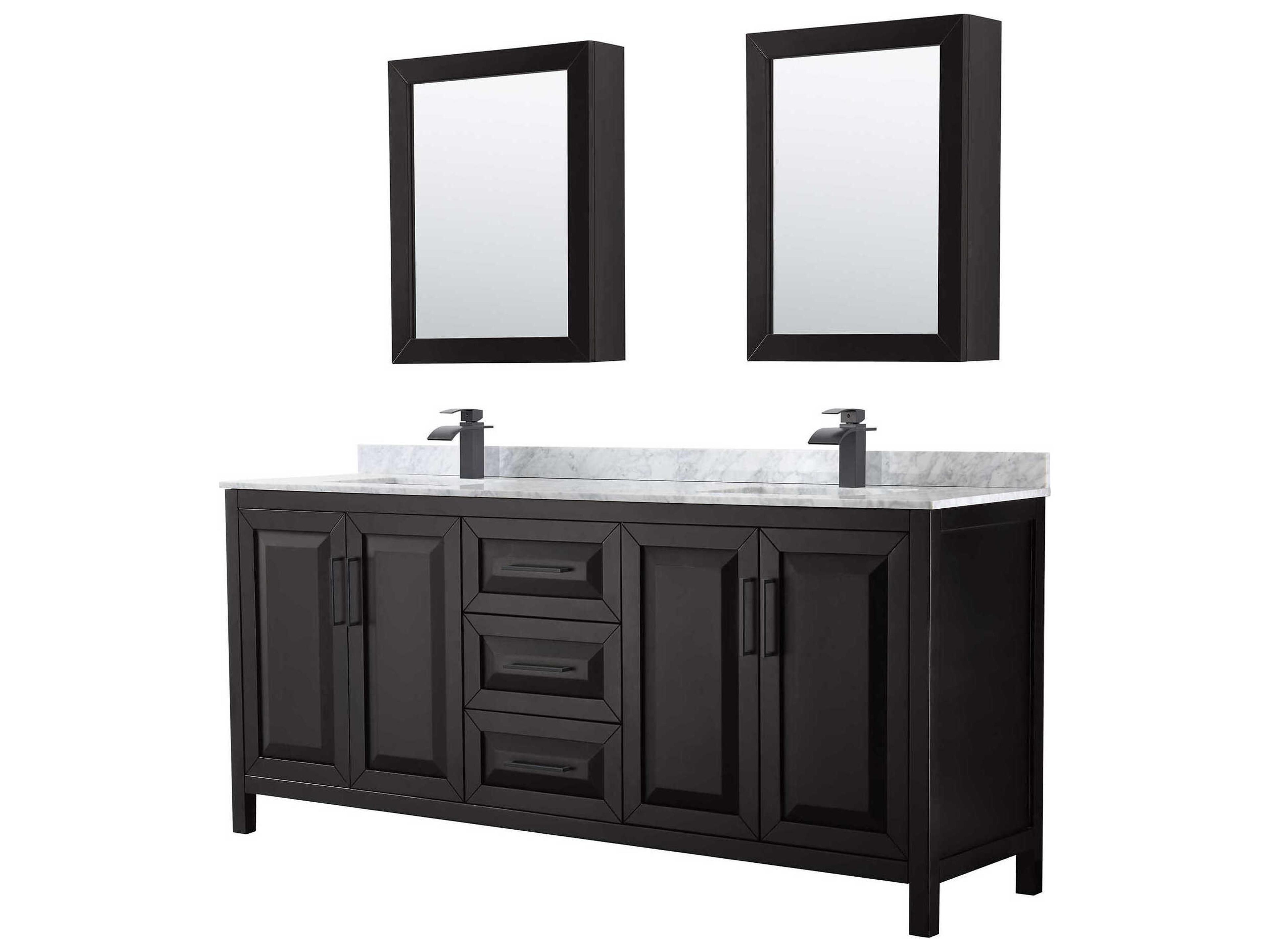 Wyndham Collection Daria 80" Dark Espresso Vanity with Medicine Cabinet