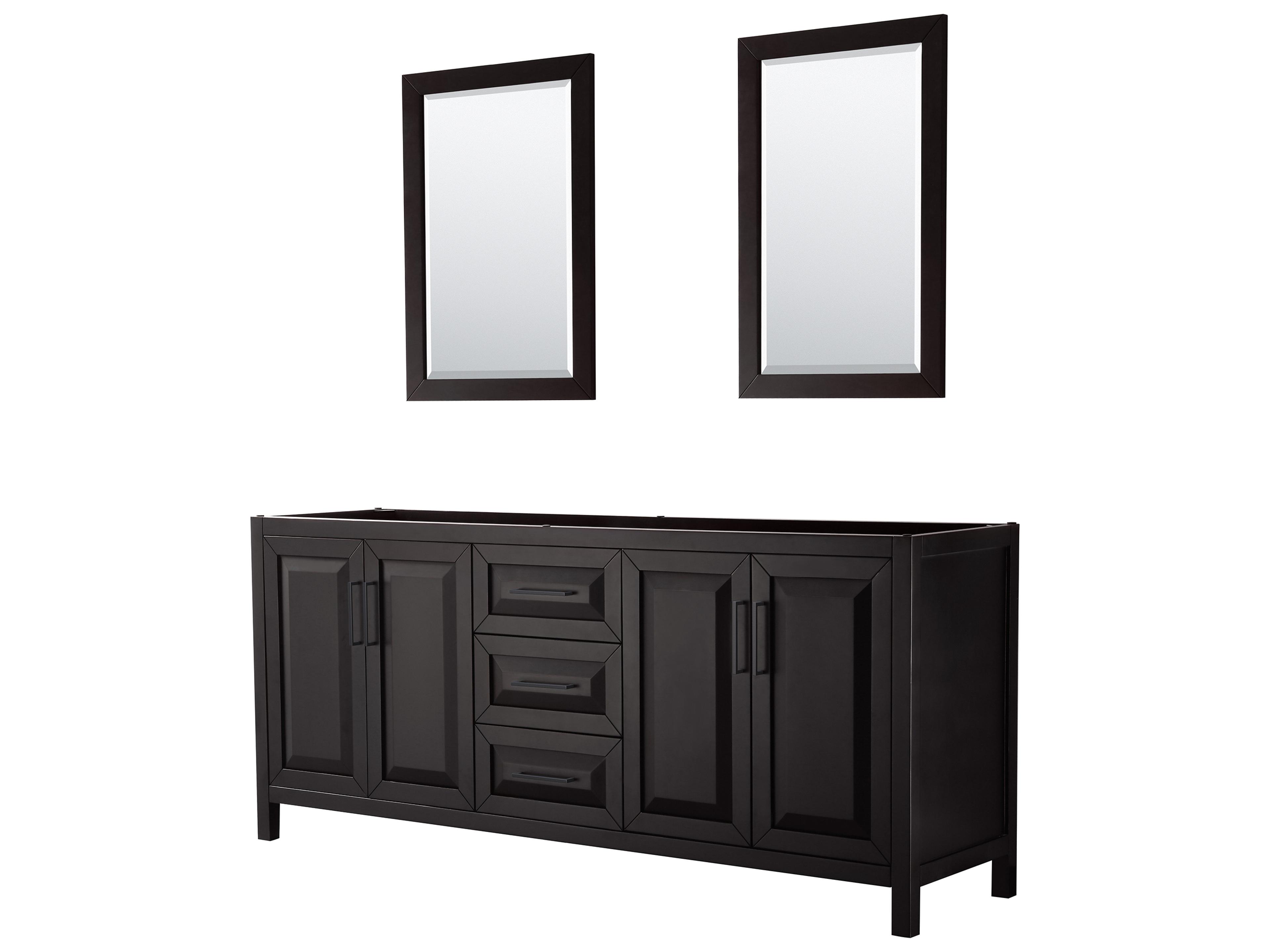 Wyndham Collection Daria 79" Dark Espresso Vanity with 24" Mirror