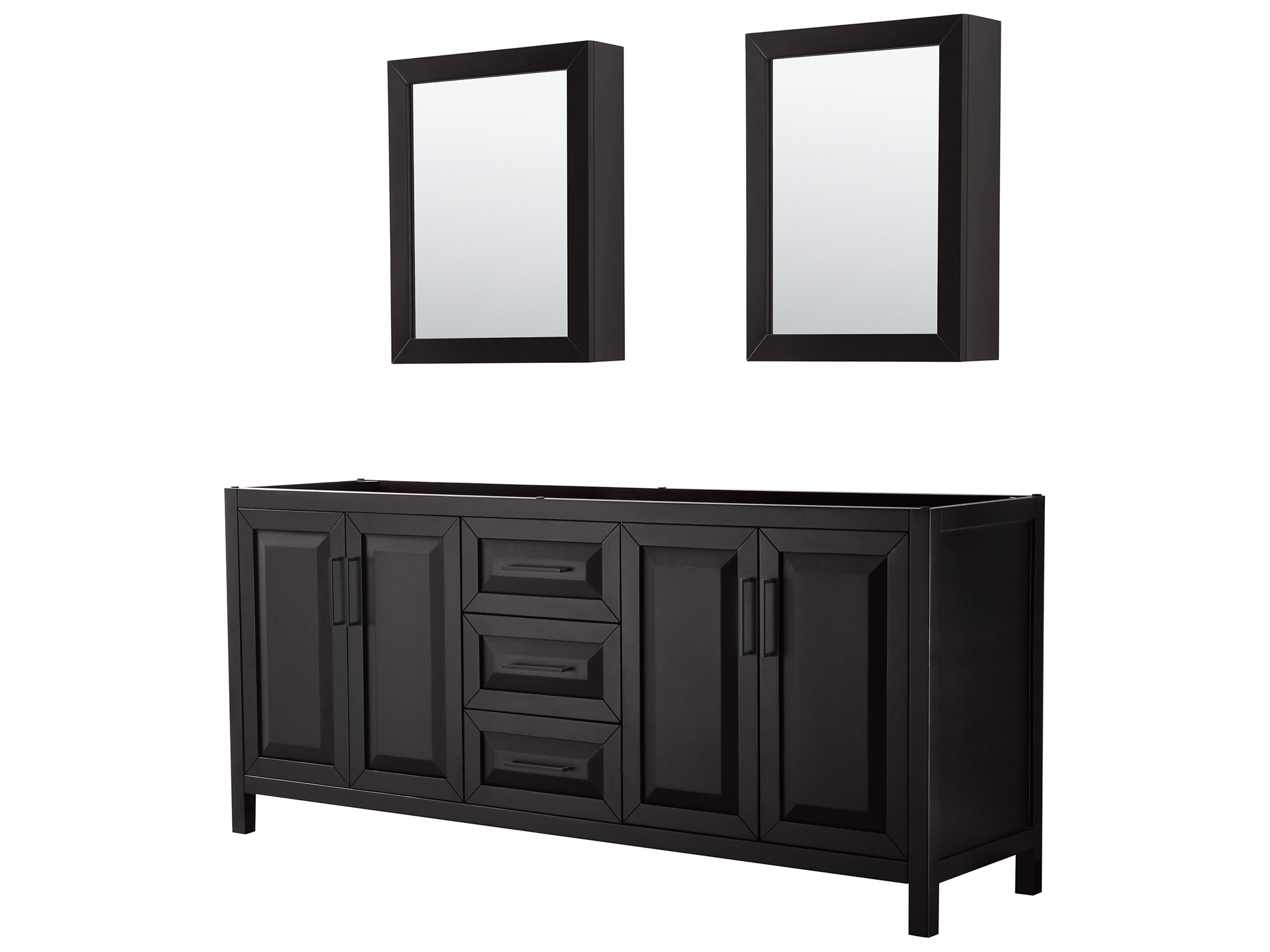 Wyndham Collection Daria 79" Dark Espresso Vanity with Medicine Cabinet