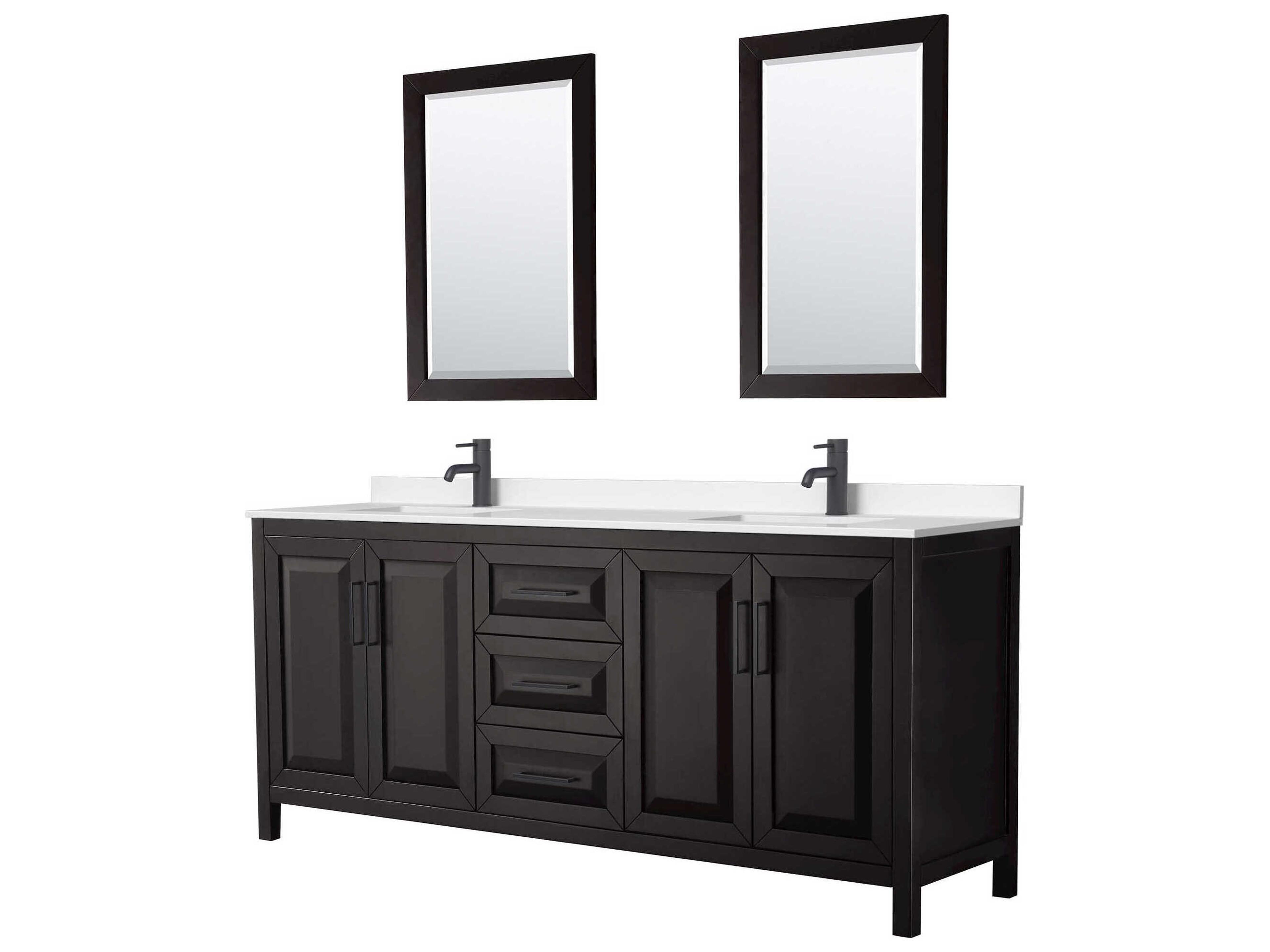 Wyndham Collection Daria 80" Dark Espresso Vanity with 24" Mirror