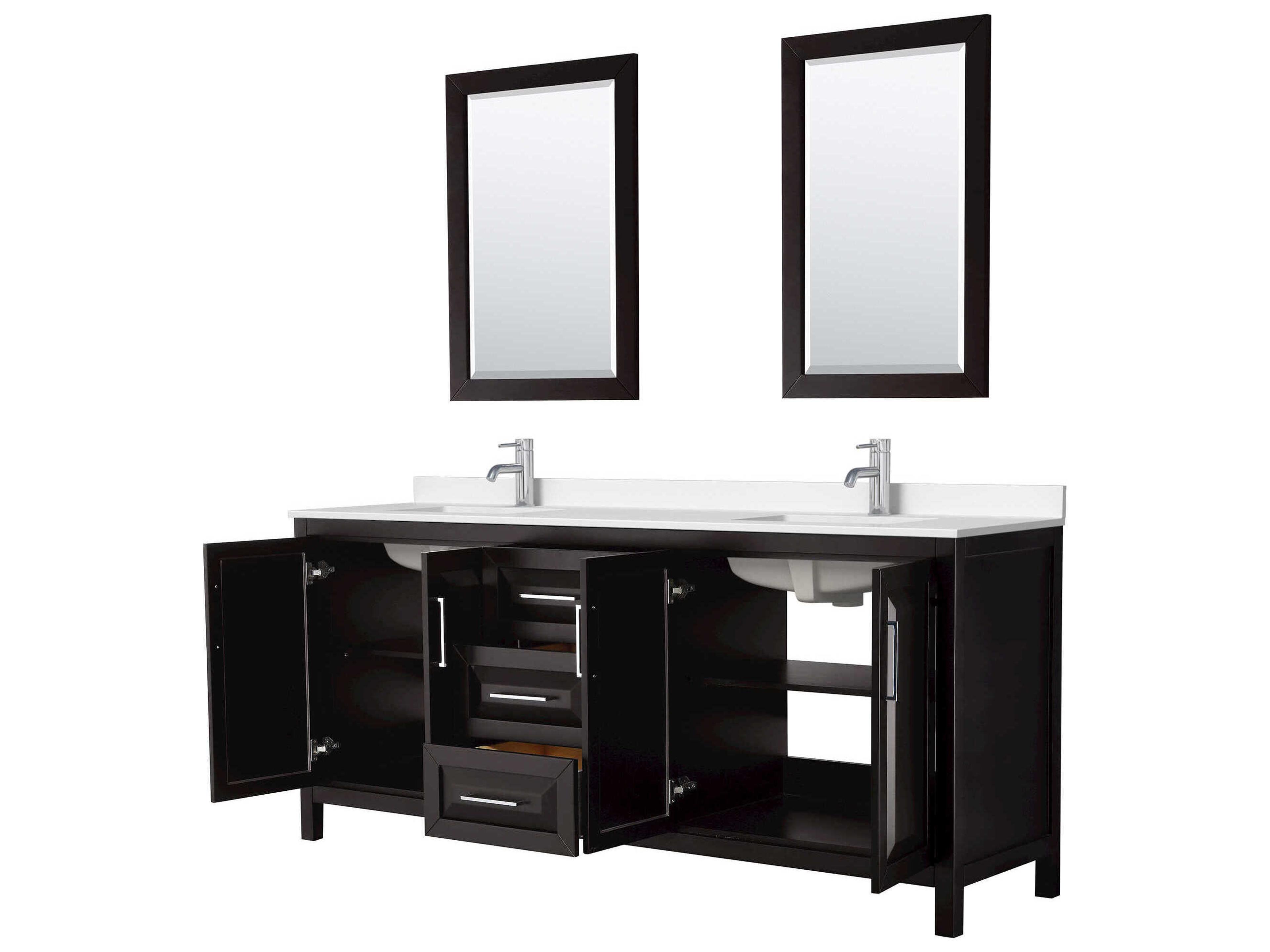 Wyndham Collection Daria 80" Dark Espresso Vanity with 24" Mirror